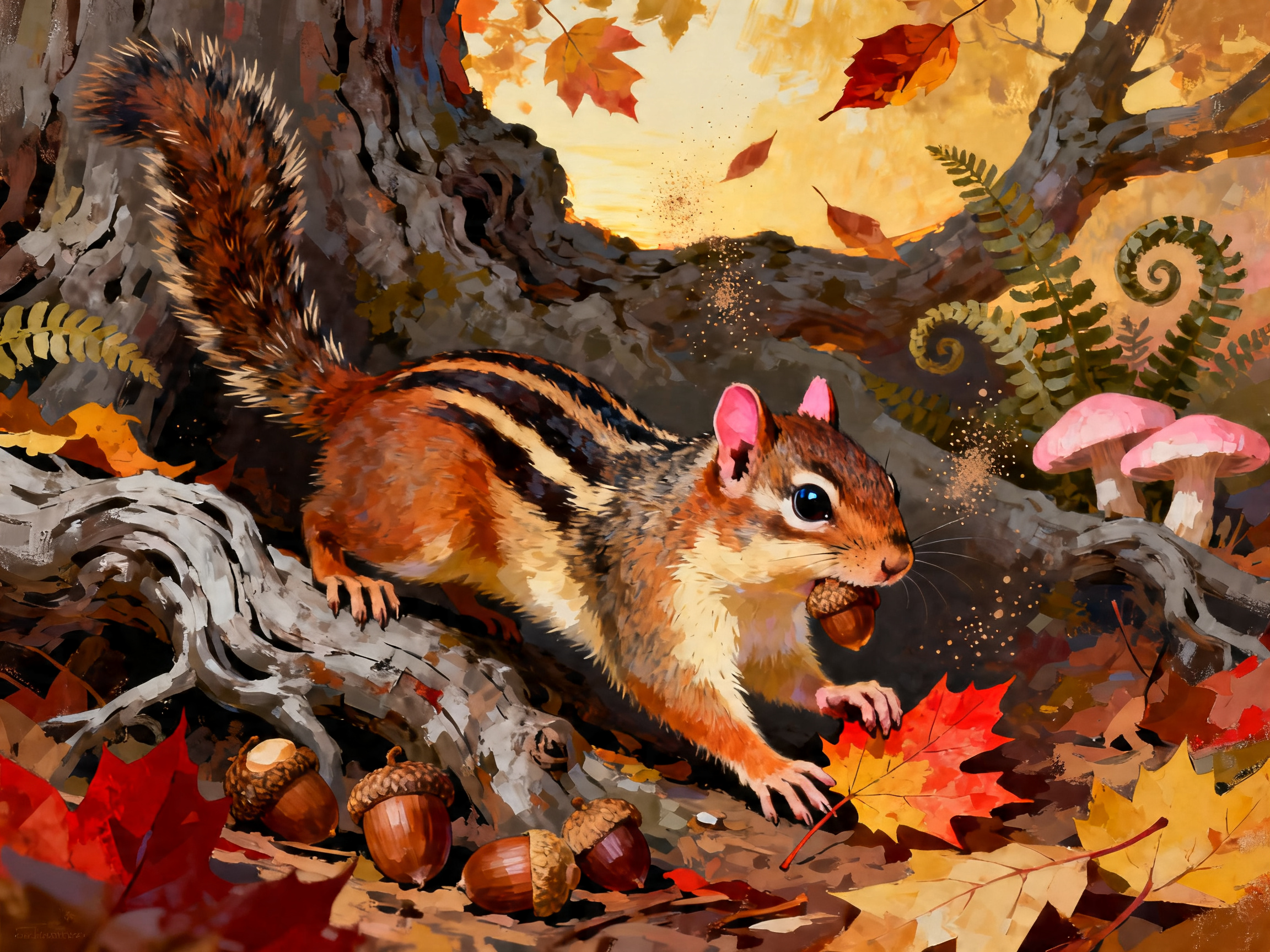 Forest Chipmunk Acorn painting