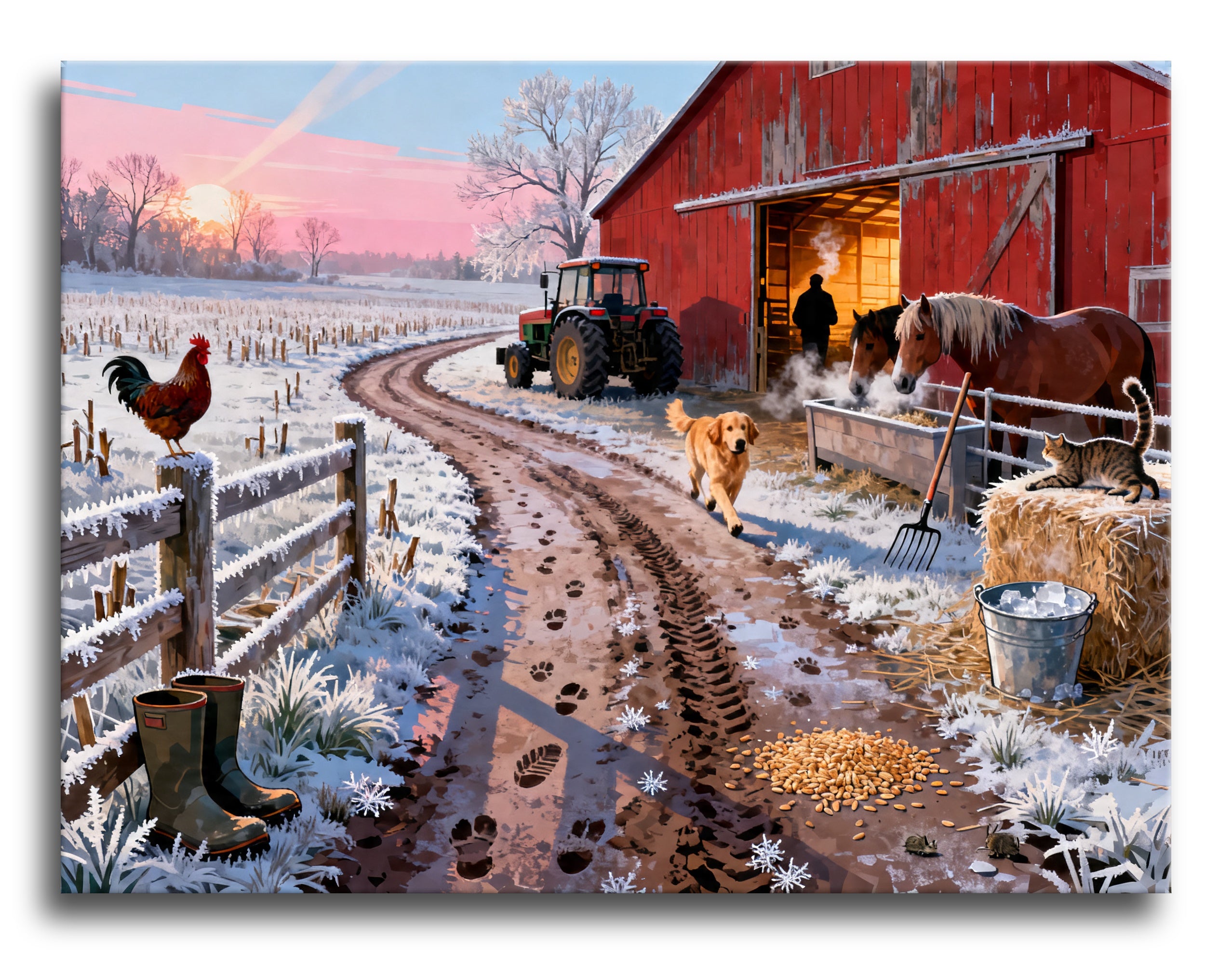 Frosty Barn Morning framed preview