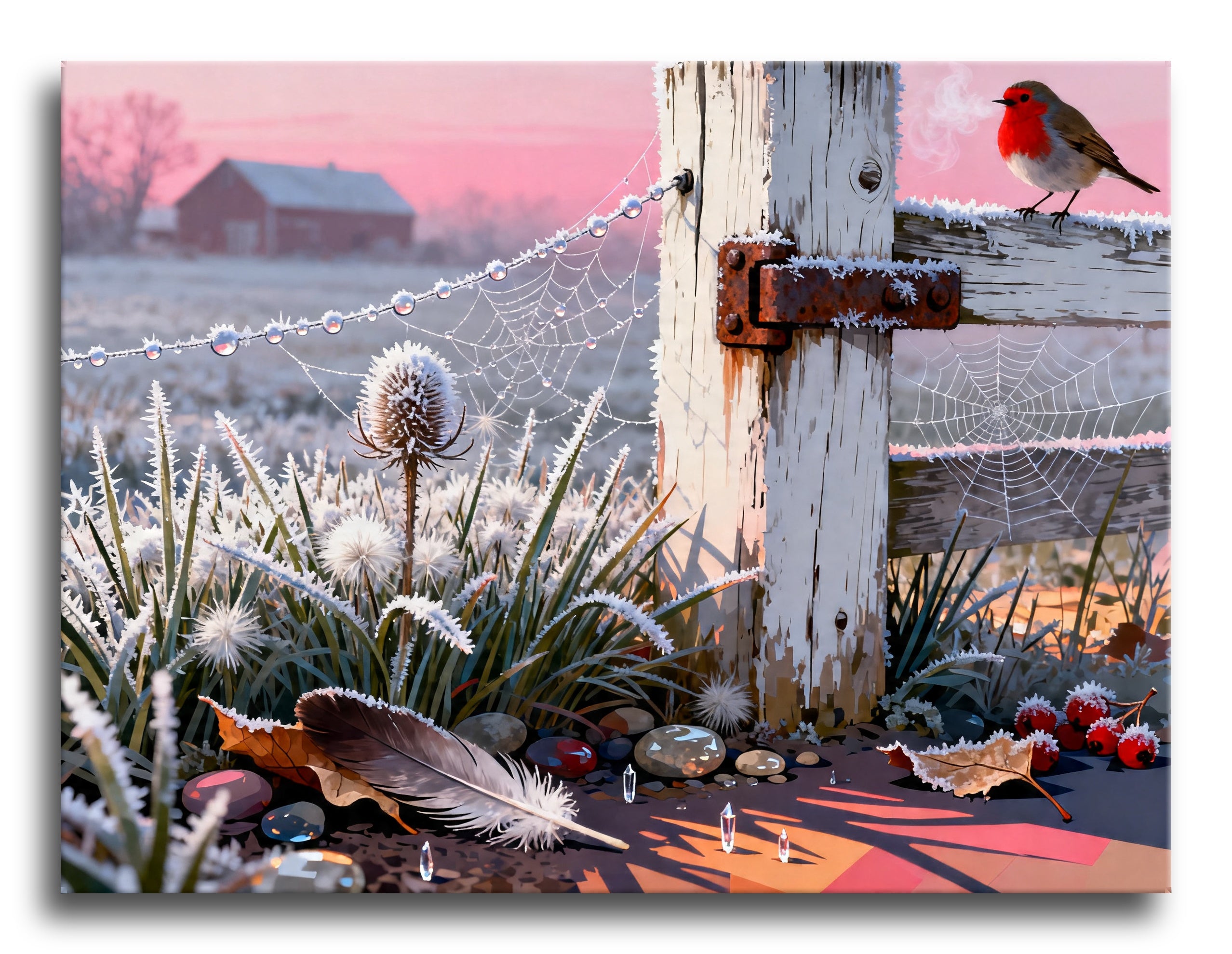Frosty Barn Robin framed preview