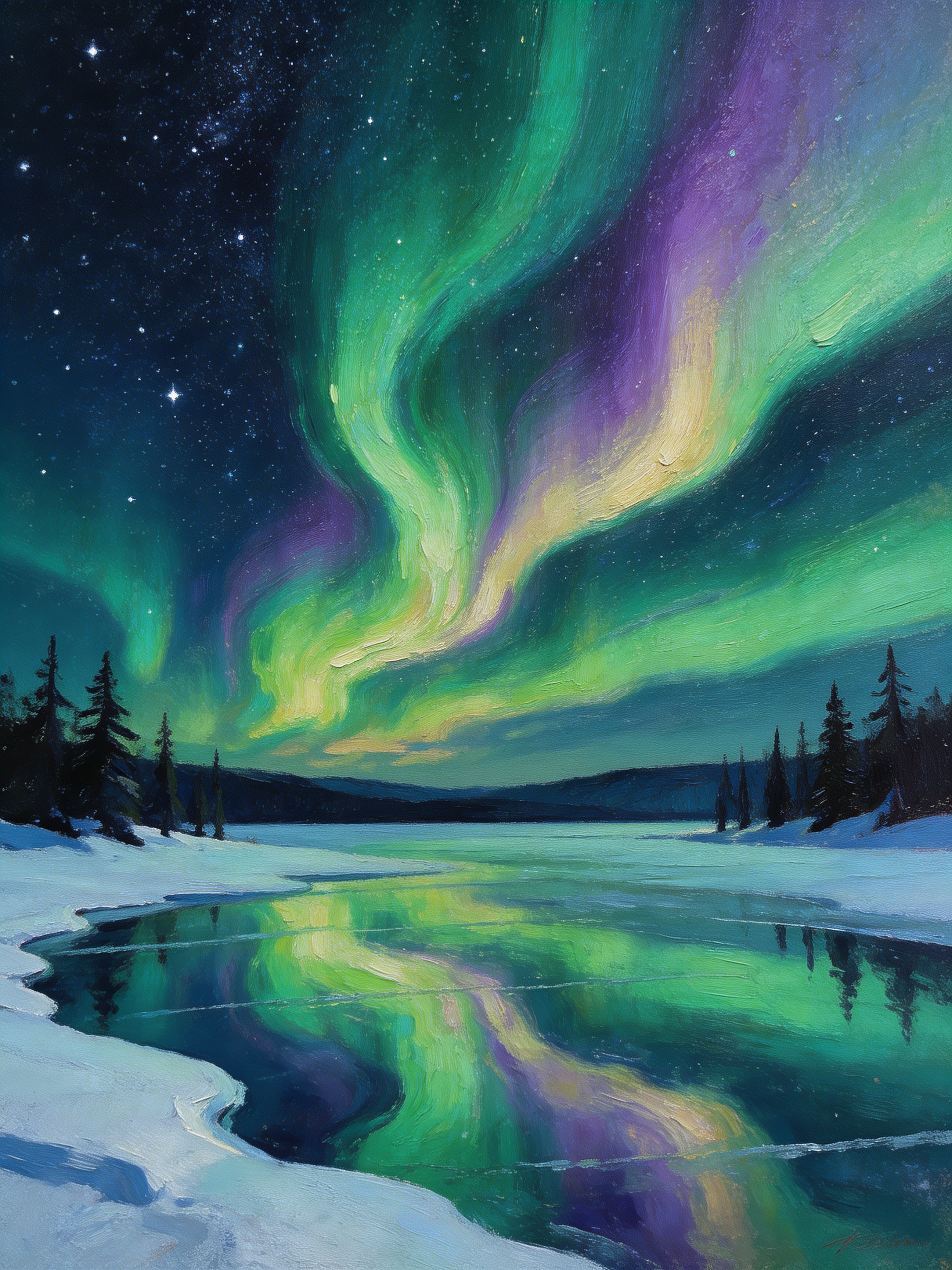 Frozen Lake Aurora