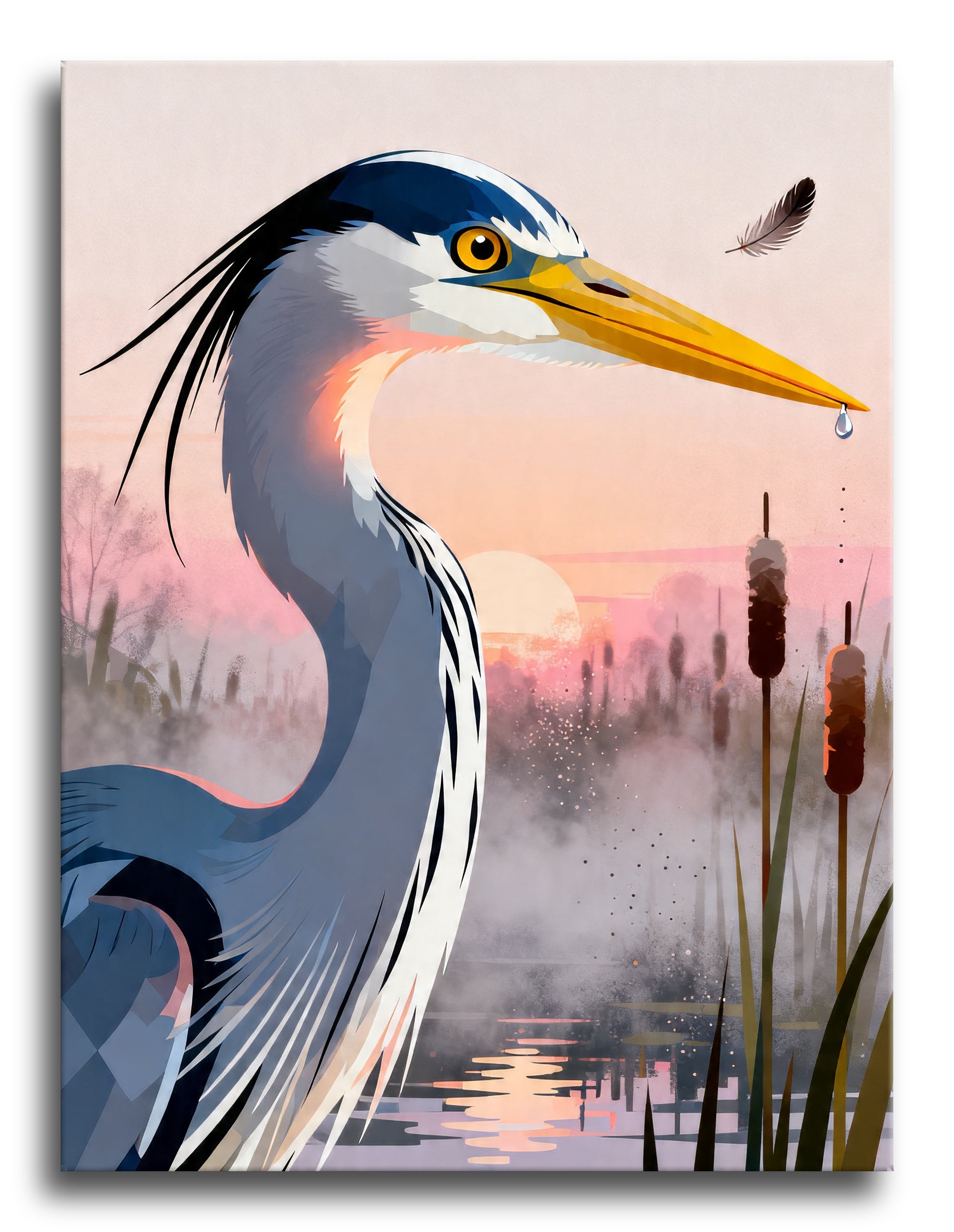 Heron Feather Misty framed preview