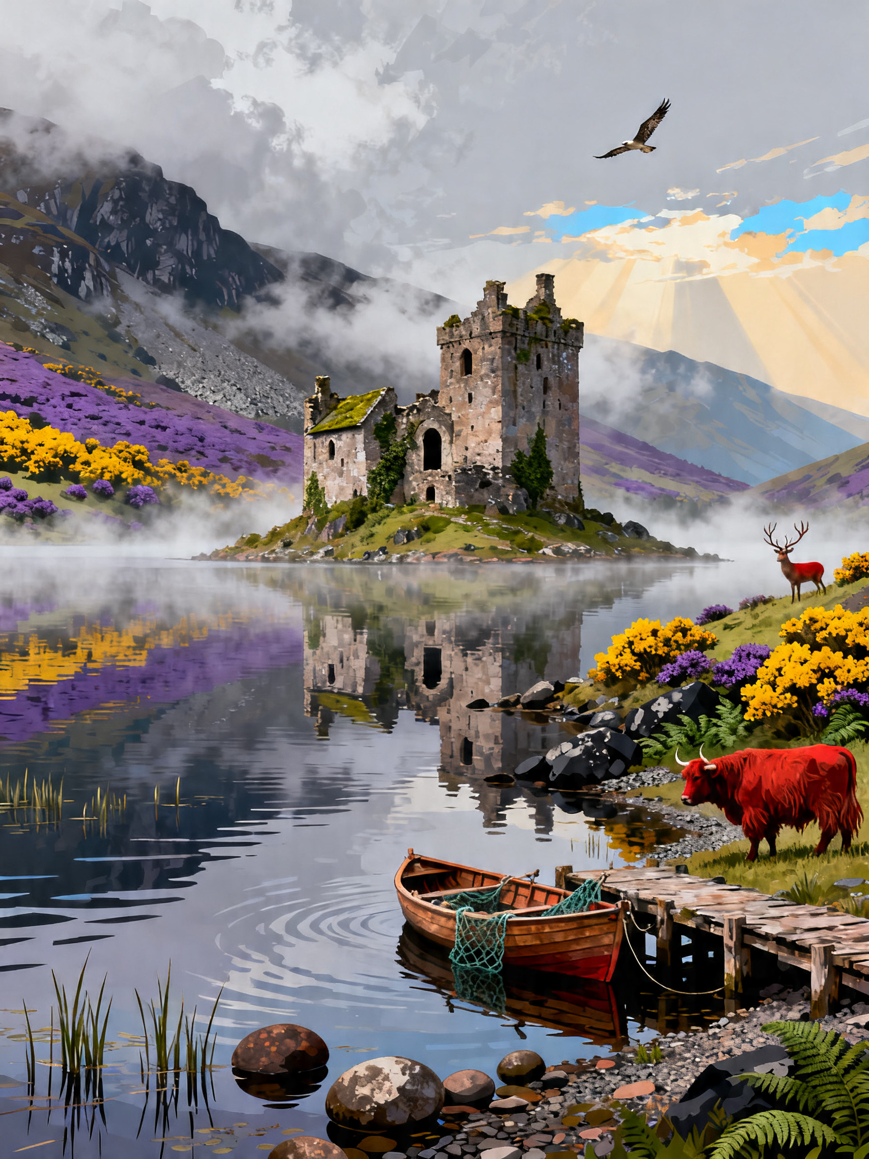 Highland Loch Castle painting