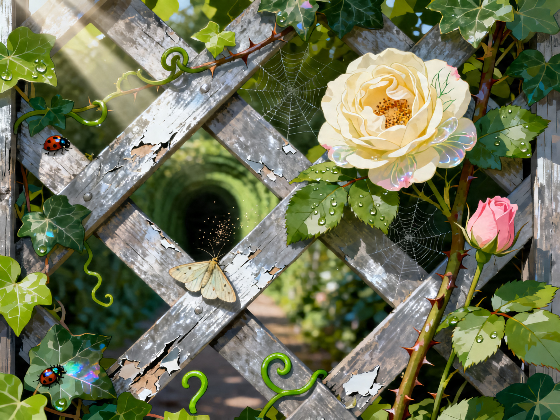 Ivy Trellis Rose painting