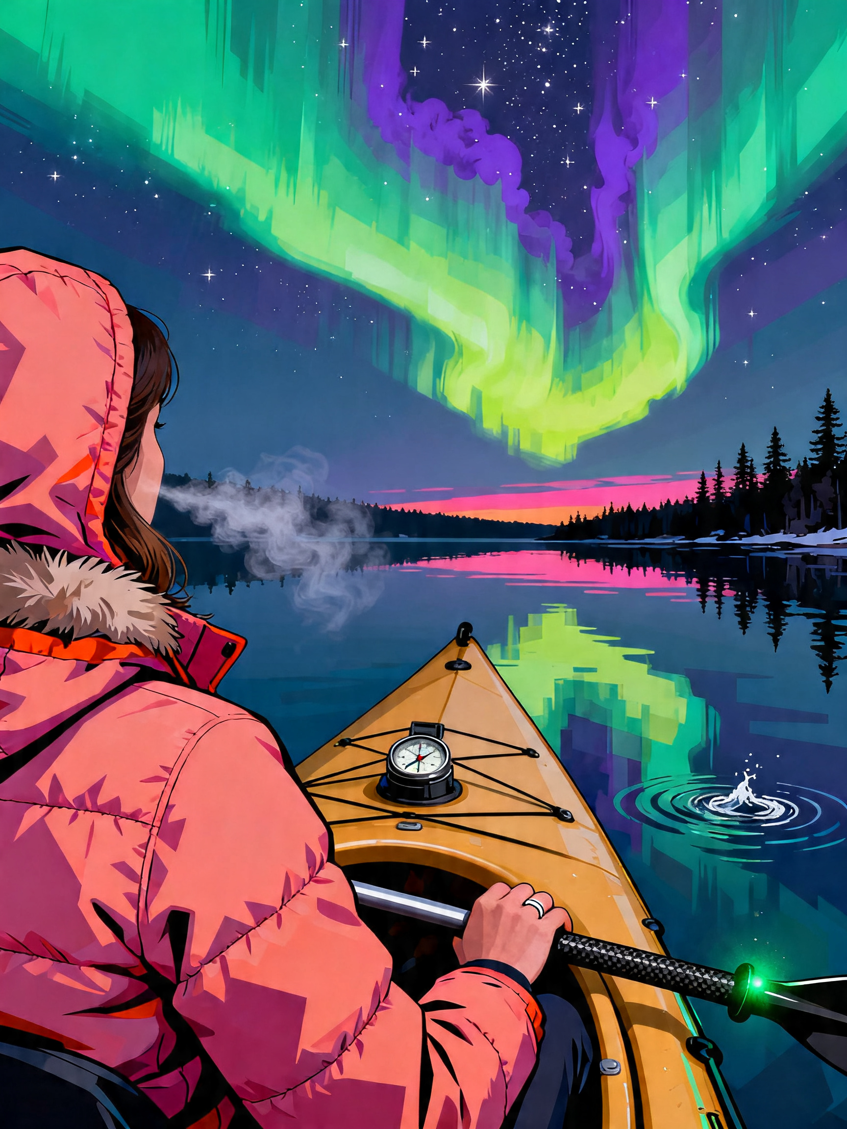 Kayak Aurora View painting