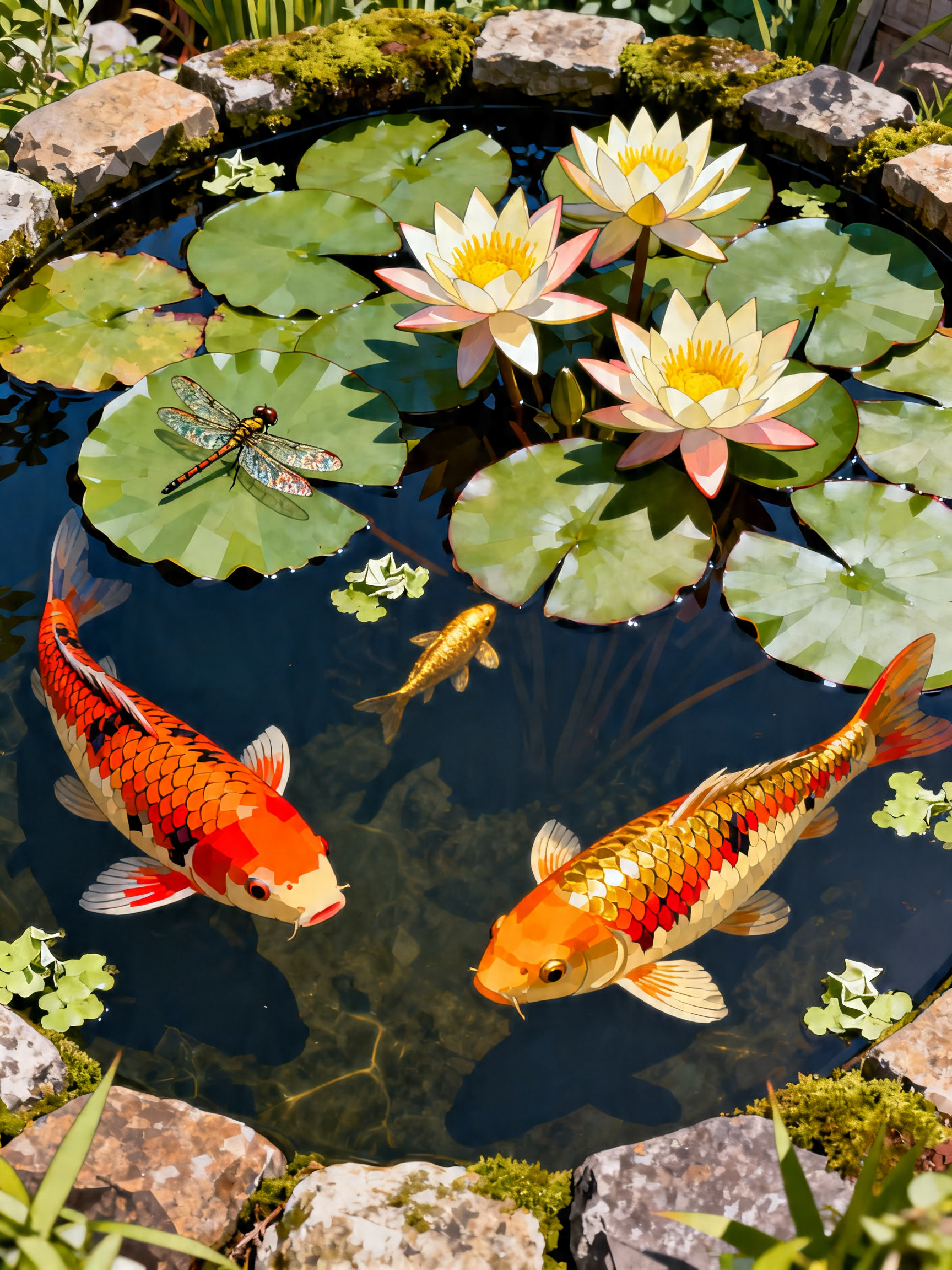 Koi Lily Pond painting