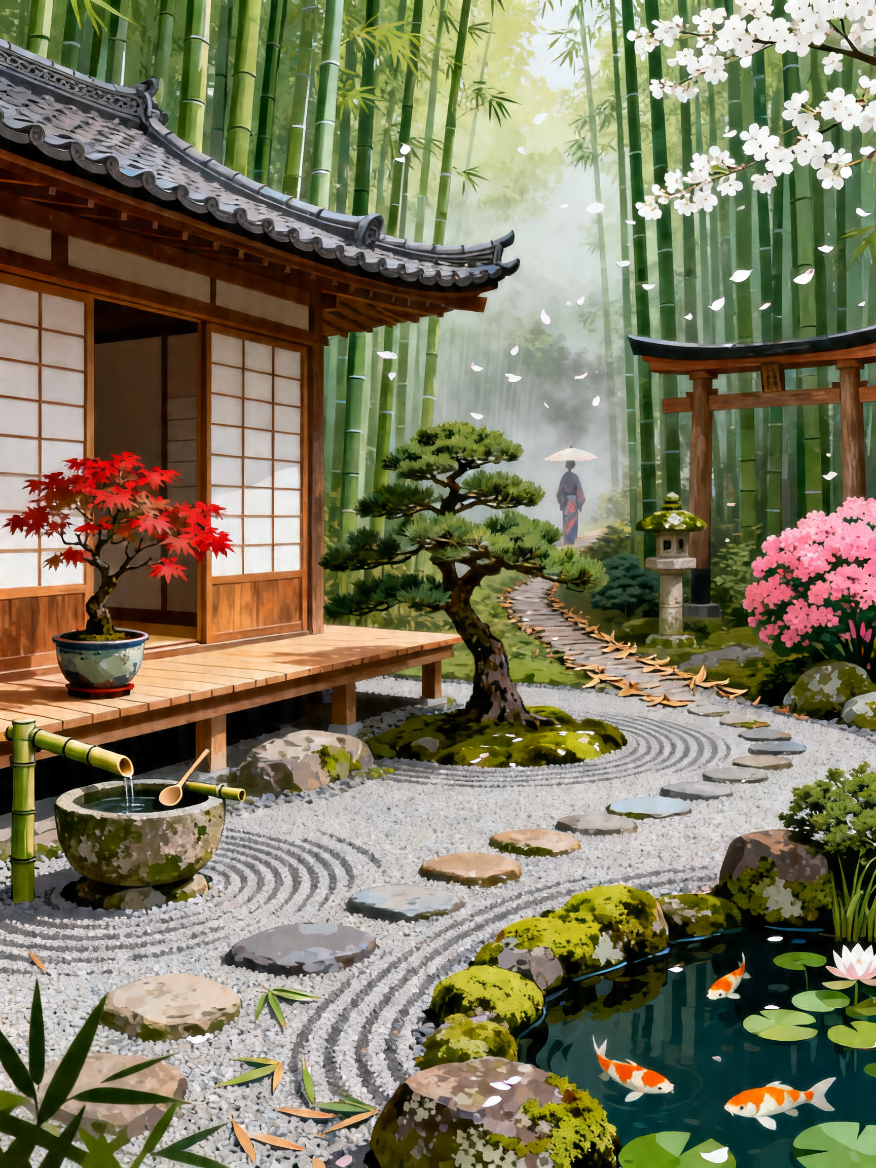 Kyoto Zen Garden painting