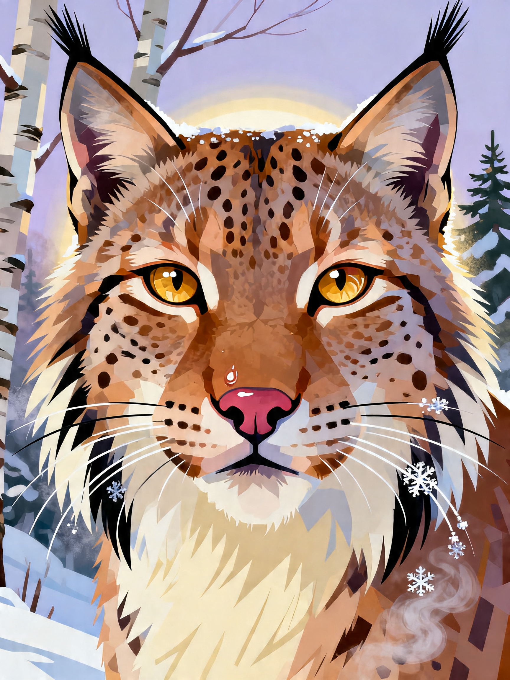 Lynx Close Portrait painting