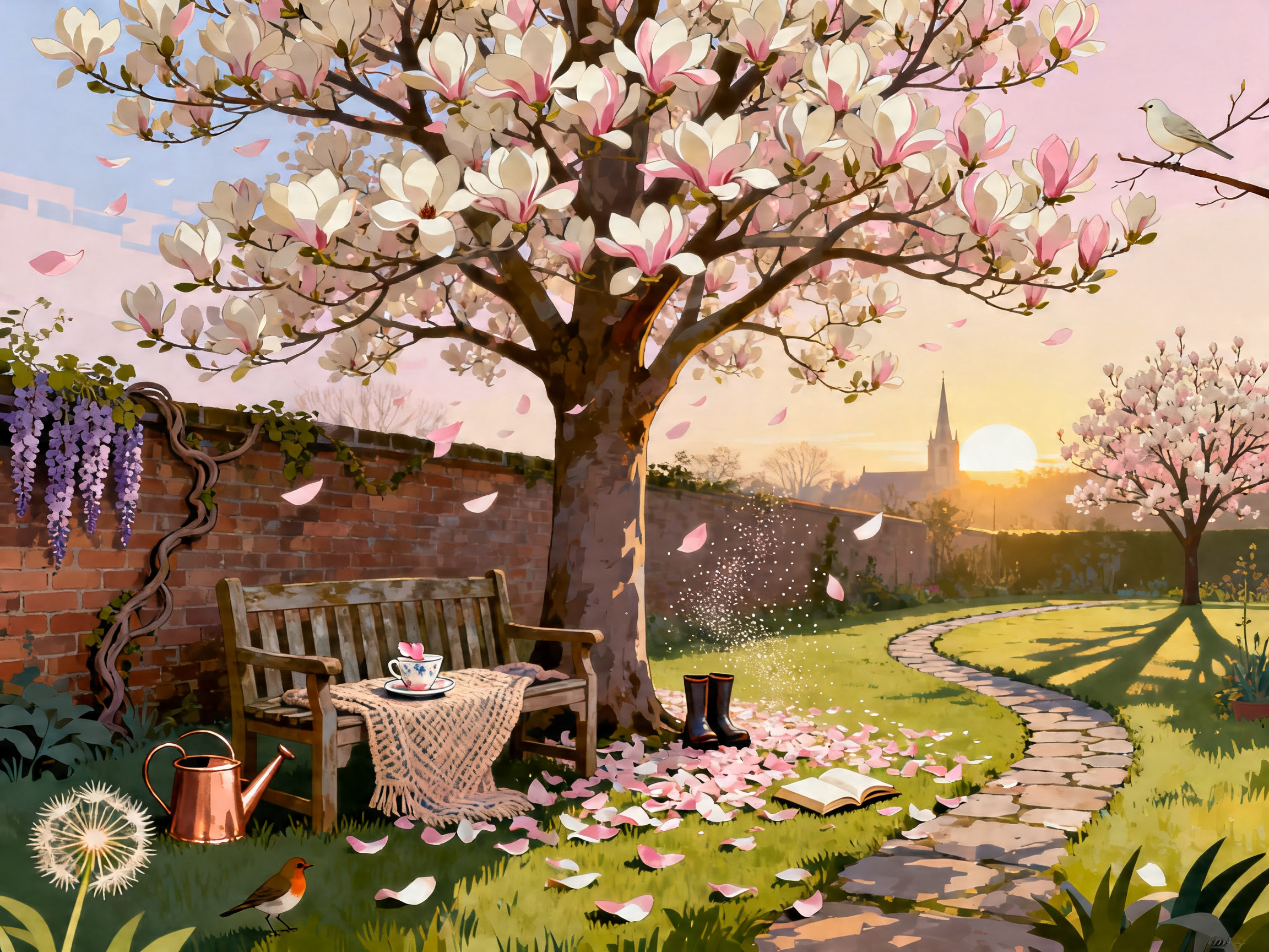 Magnolia Tea Garden painting