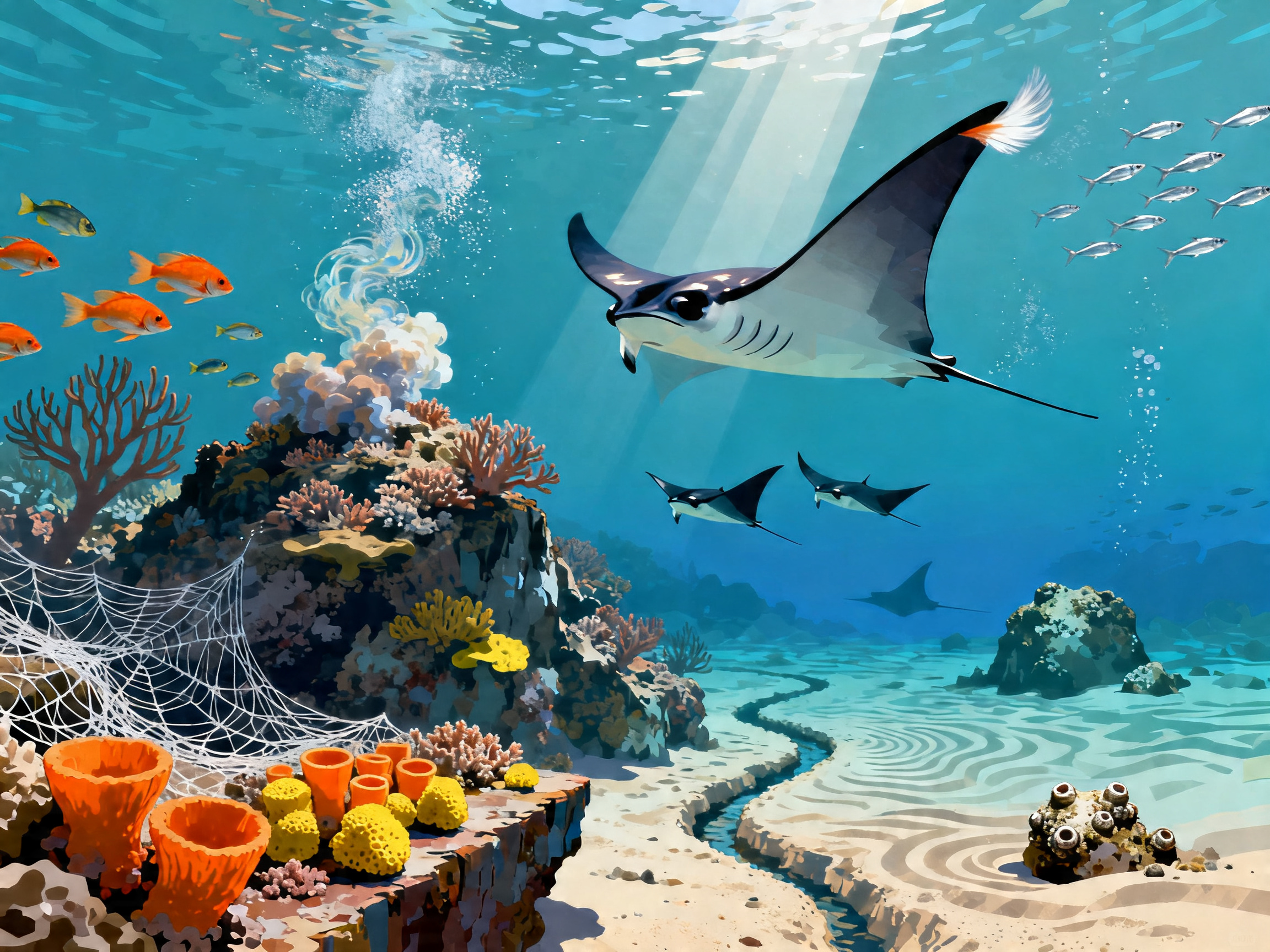 Manta Ray Ballet painting