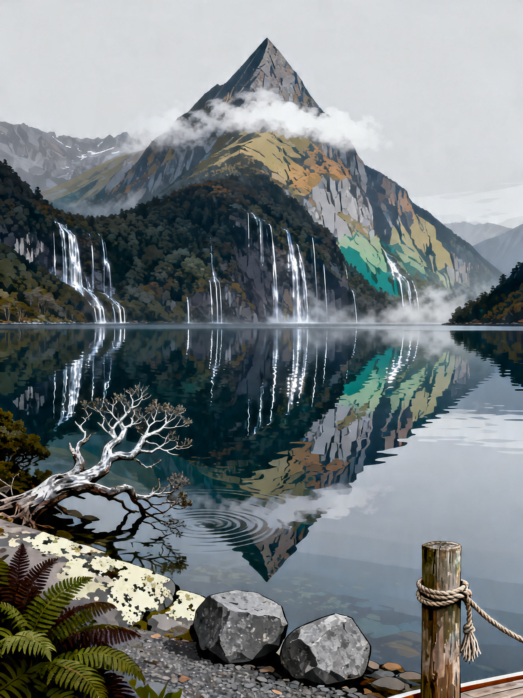 Milford Fjord Reflection painting