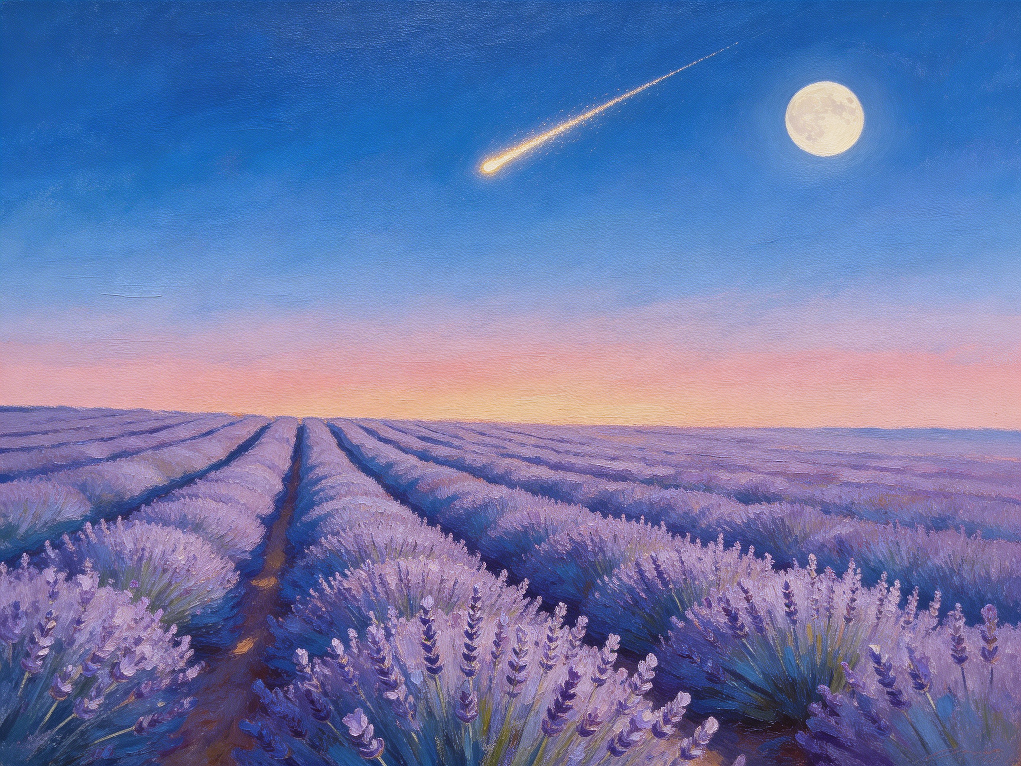 Moonlit Lavender Field