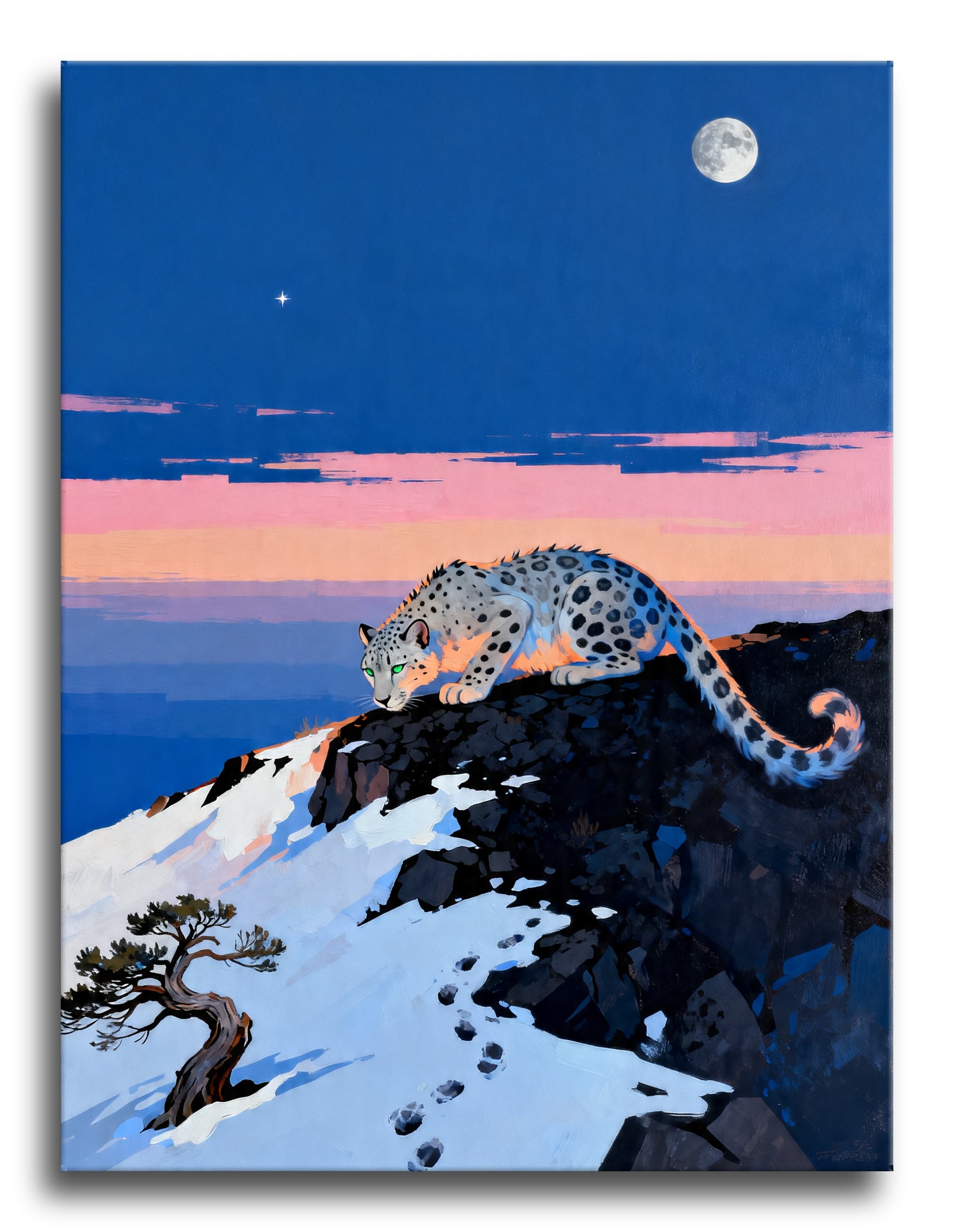 Moonlit Snow Leopard framed preview