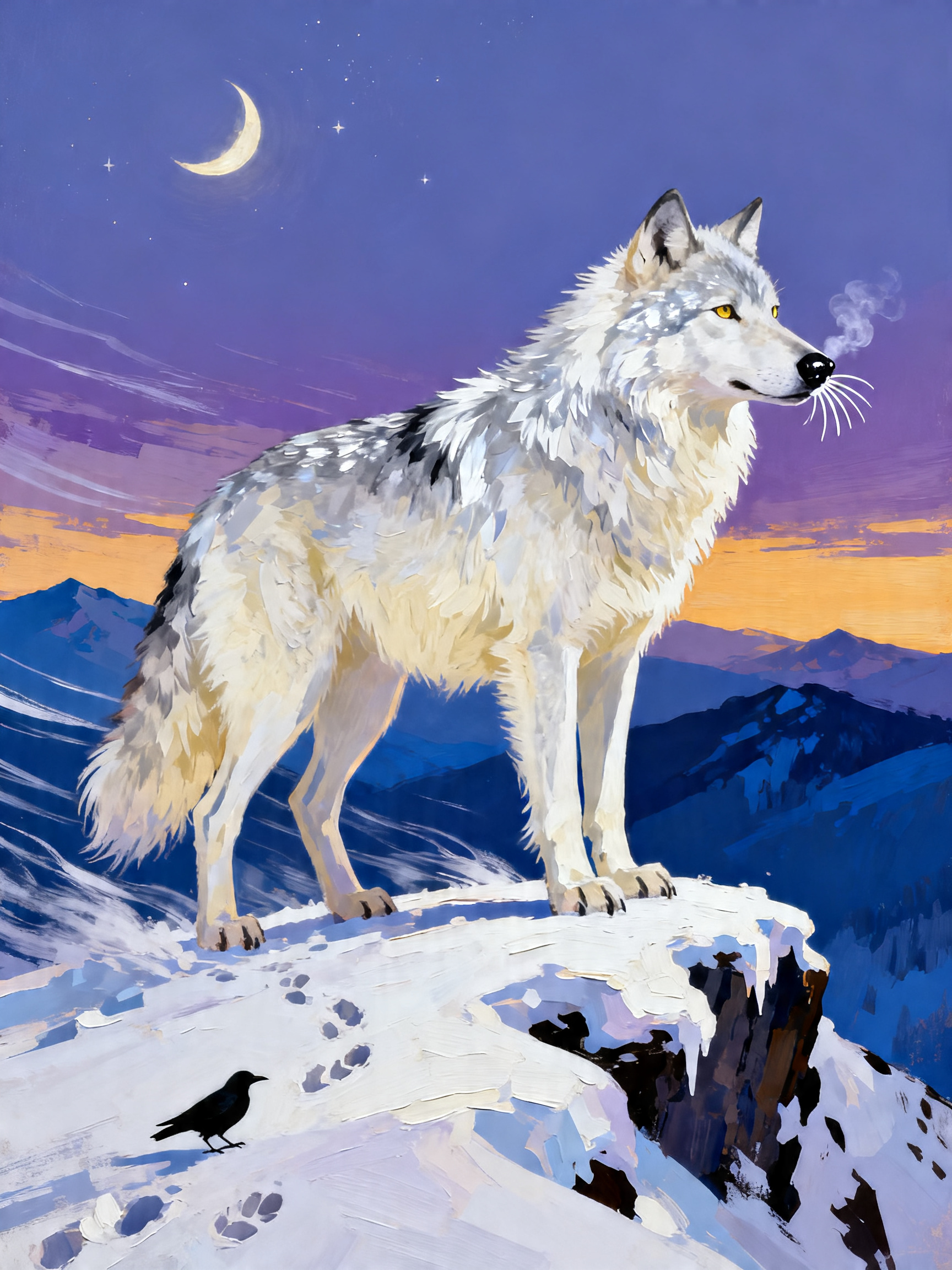 Moonlit Wolf Ridge painting