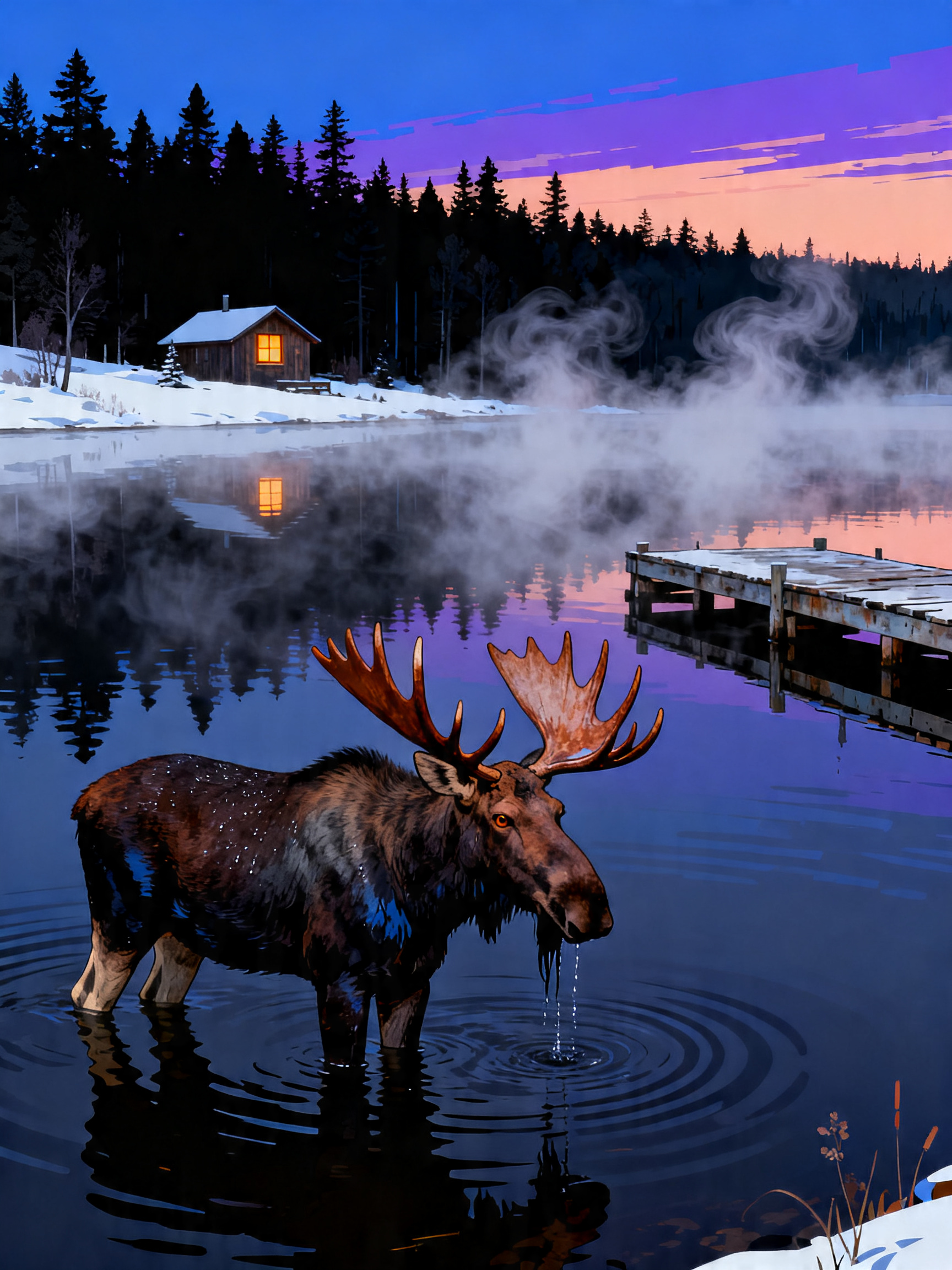 Moose Dawn Lake painting