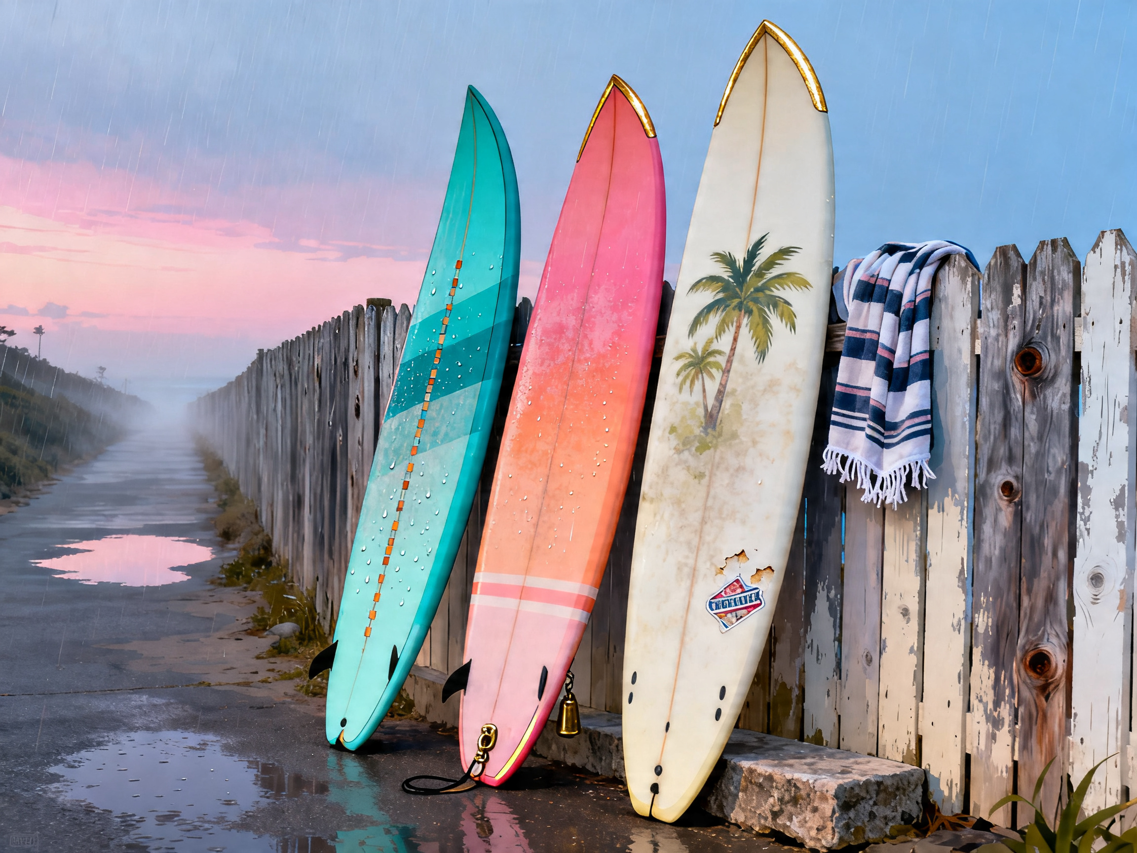 Pastel Surf Trio painting
