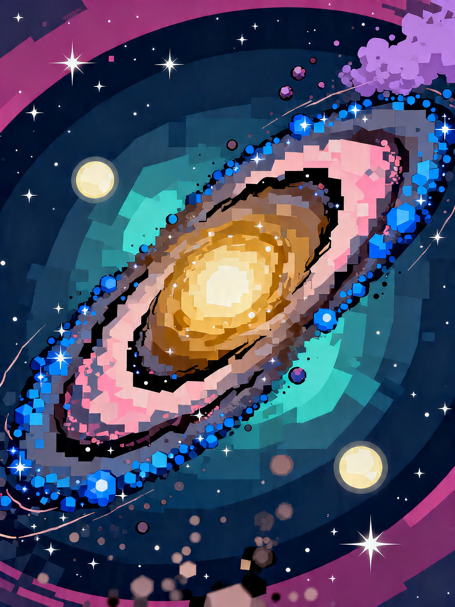 Pixel Galaxy Spiral painting