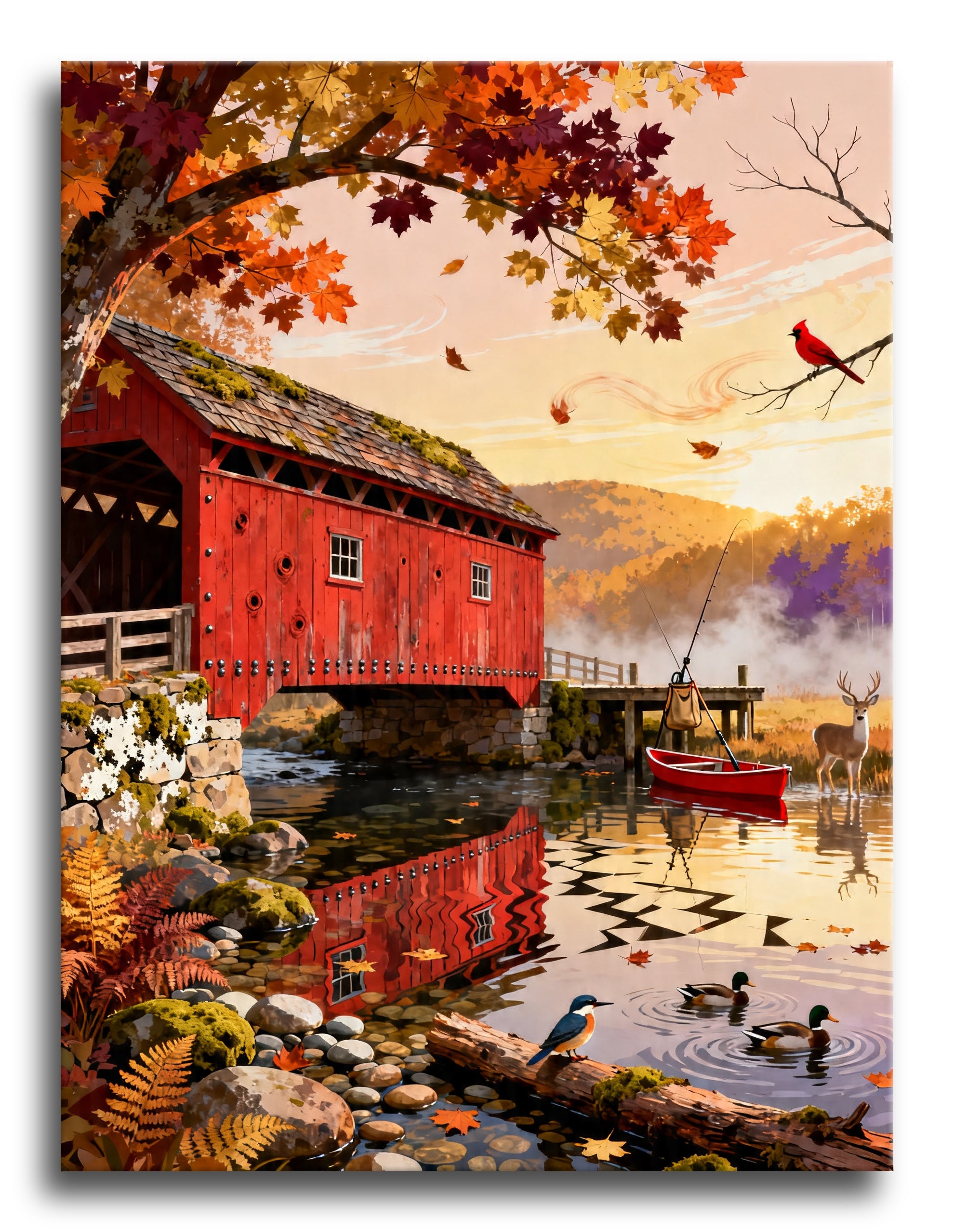Red Covered Bridge framed preview