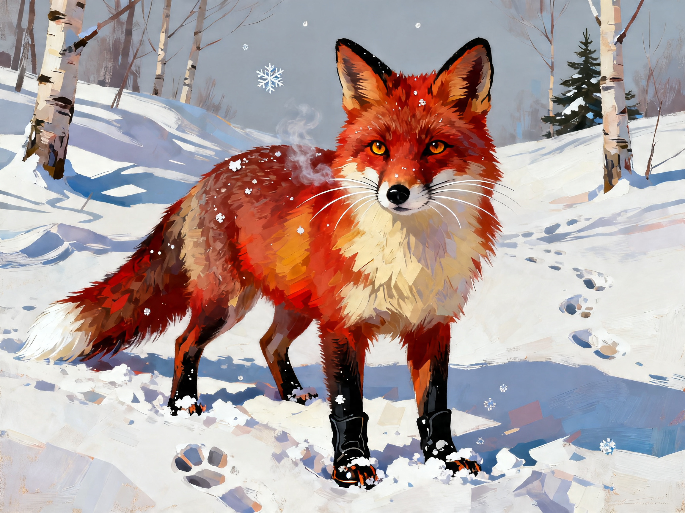 Red Fox First Snow painting