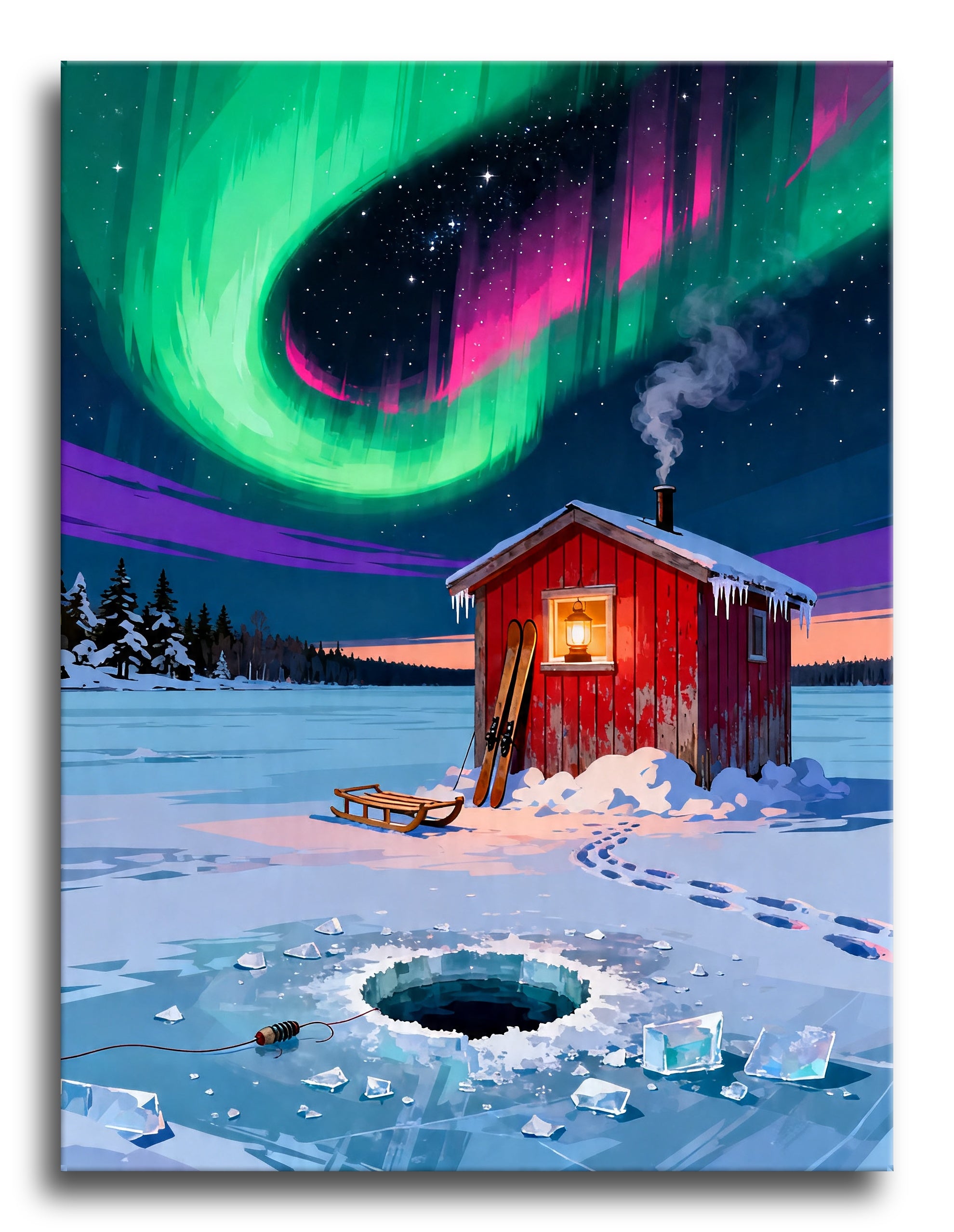 Red Hut Ice Fishing framed preview
