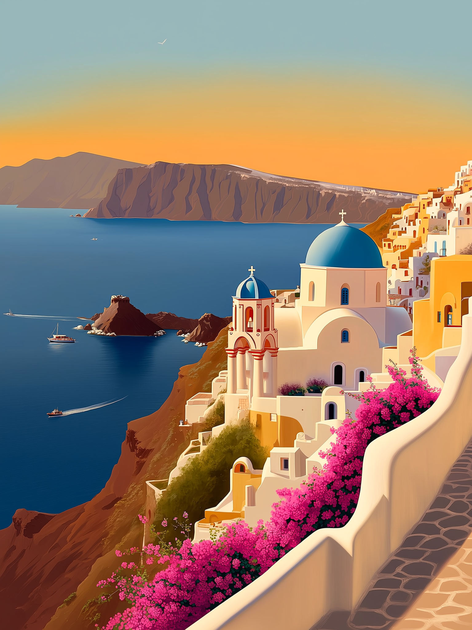 Santorini Blue Domes