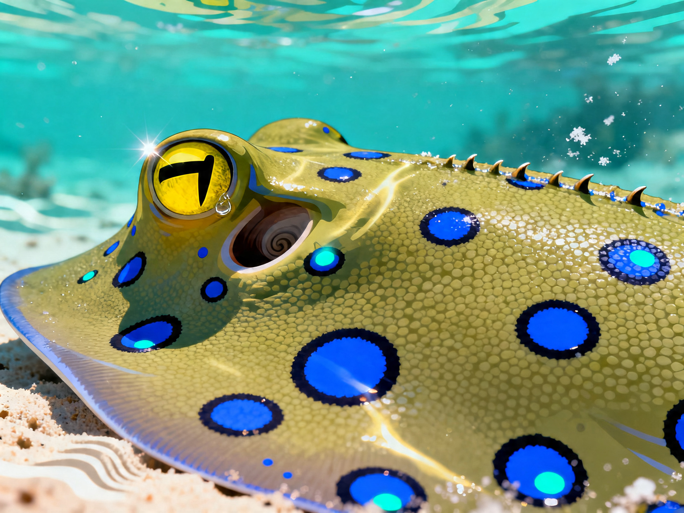 Sapphire Spotted Ray painting
