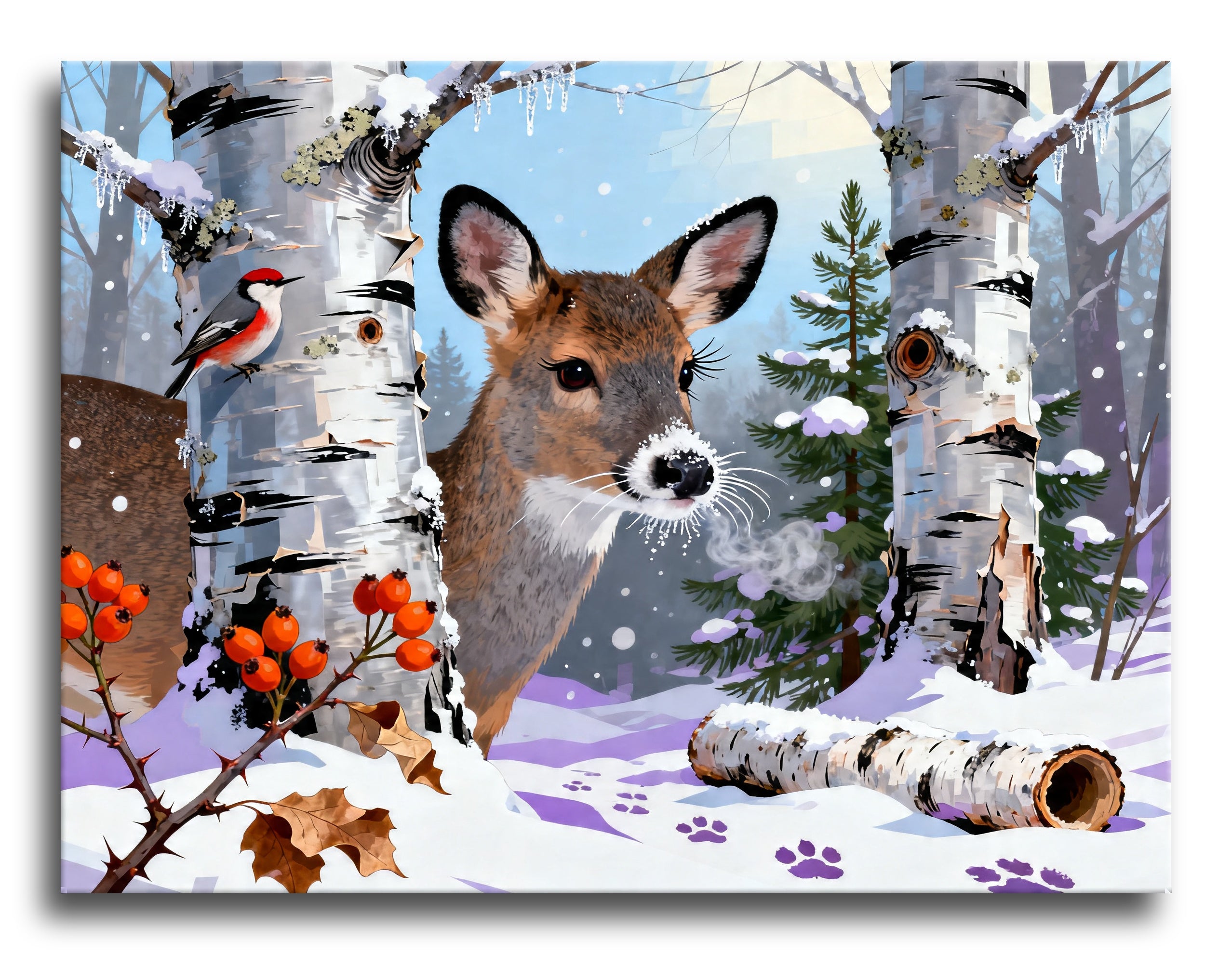 Snow Deer Portrait framed preview