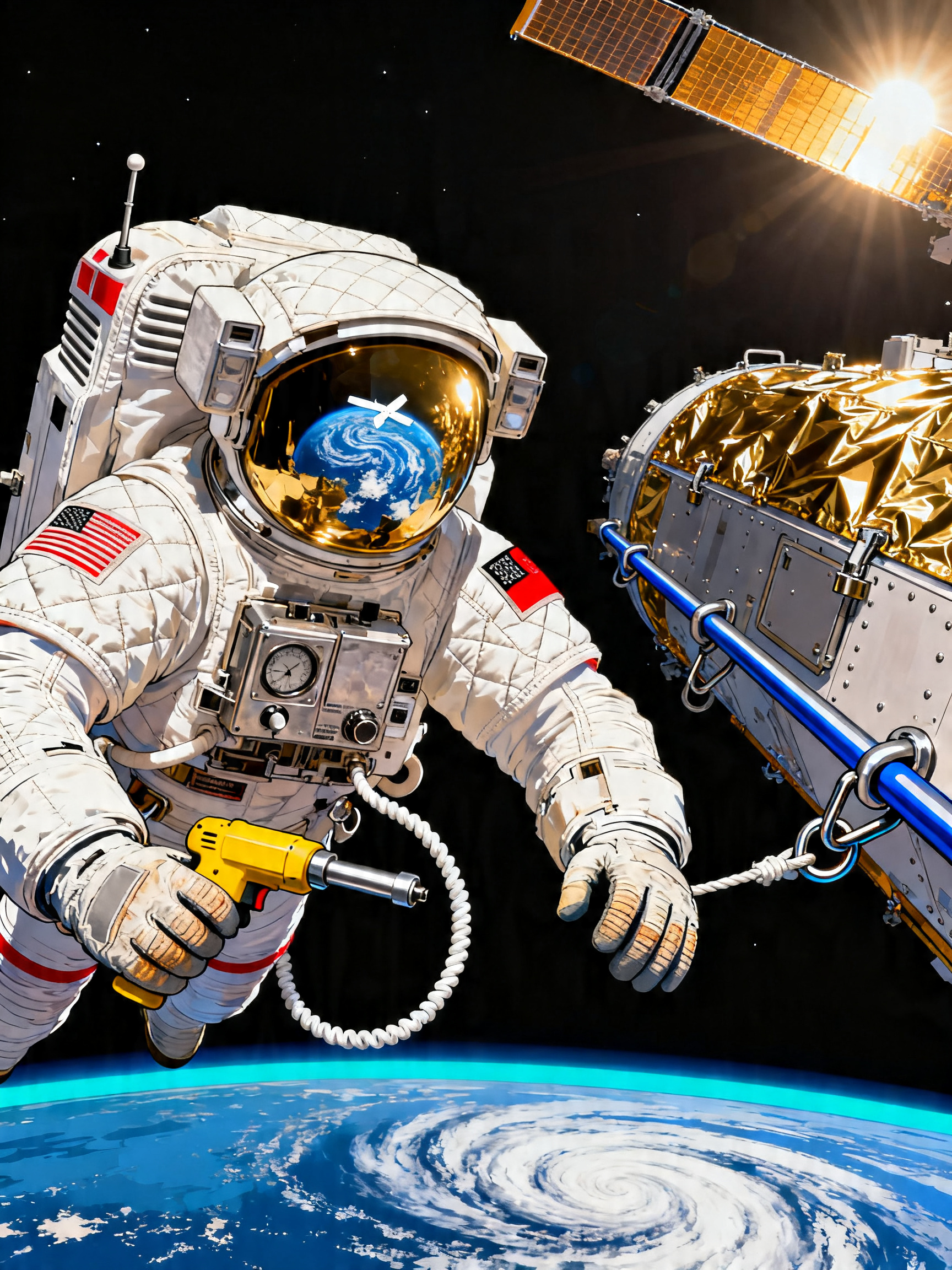 Spacewalk Above Earth painting