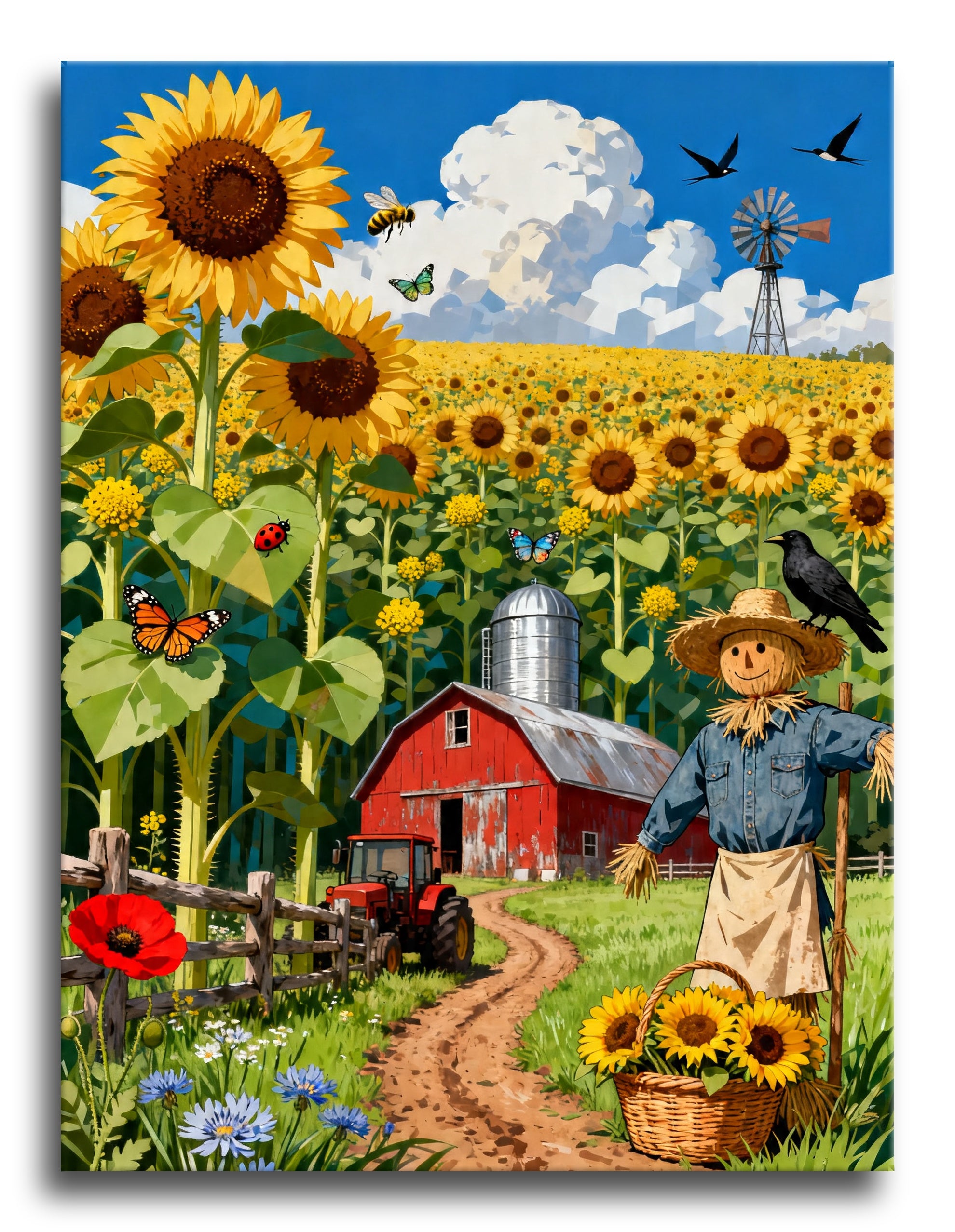 Sunflower Scarecrow Field framed preview
