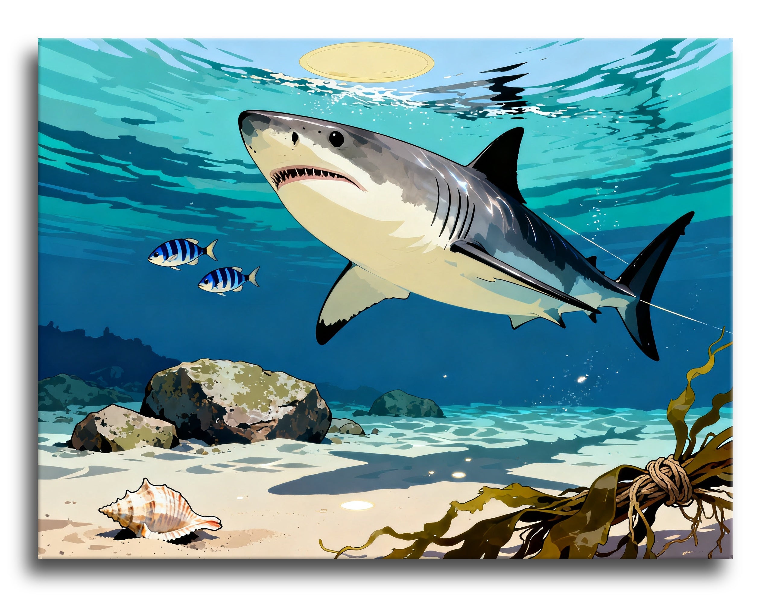 Sunlit Shark Cruise framed preview