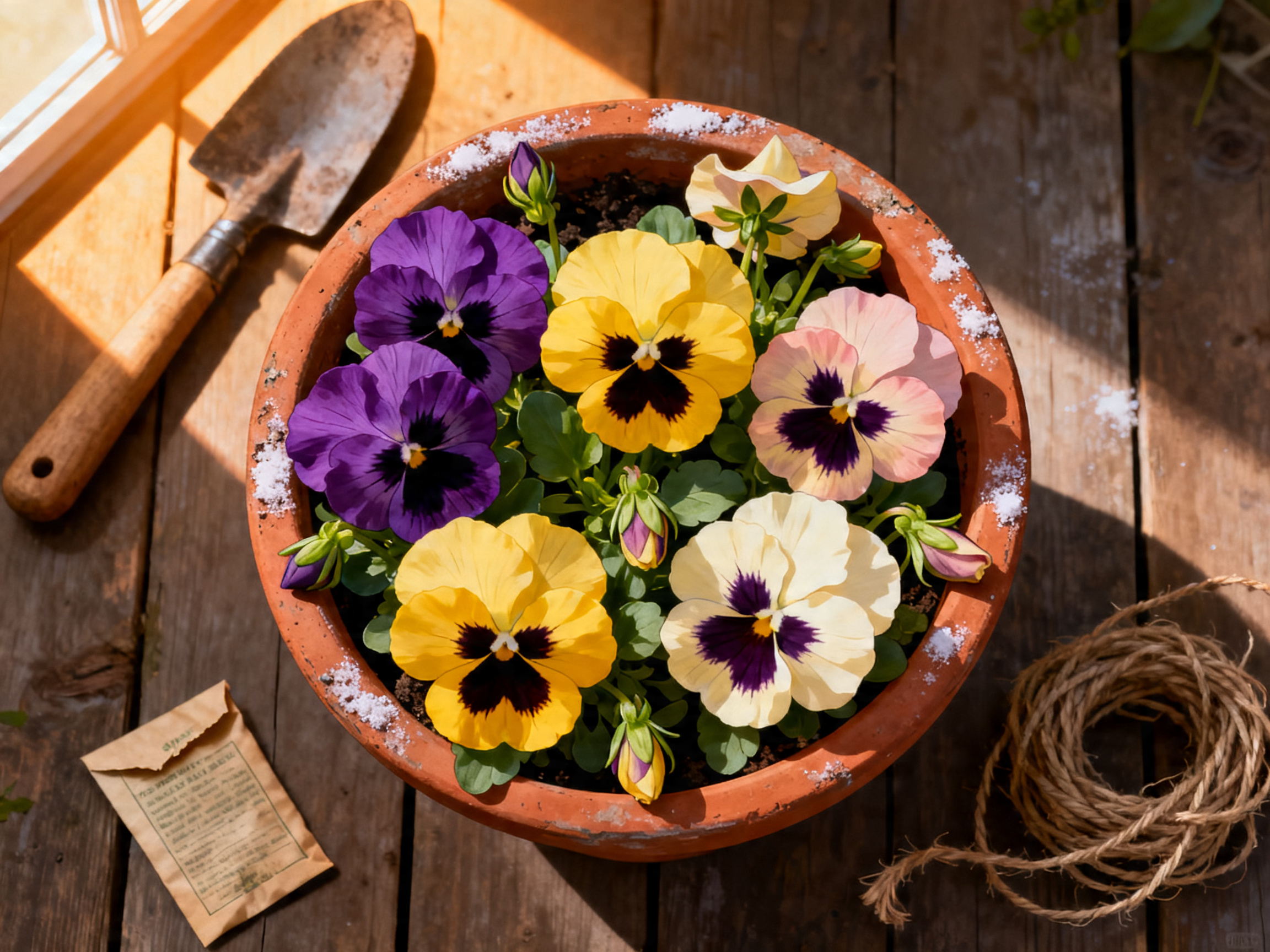 Terracotta Pansies painting