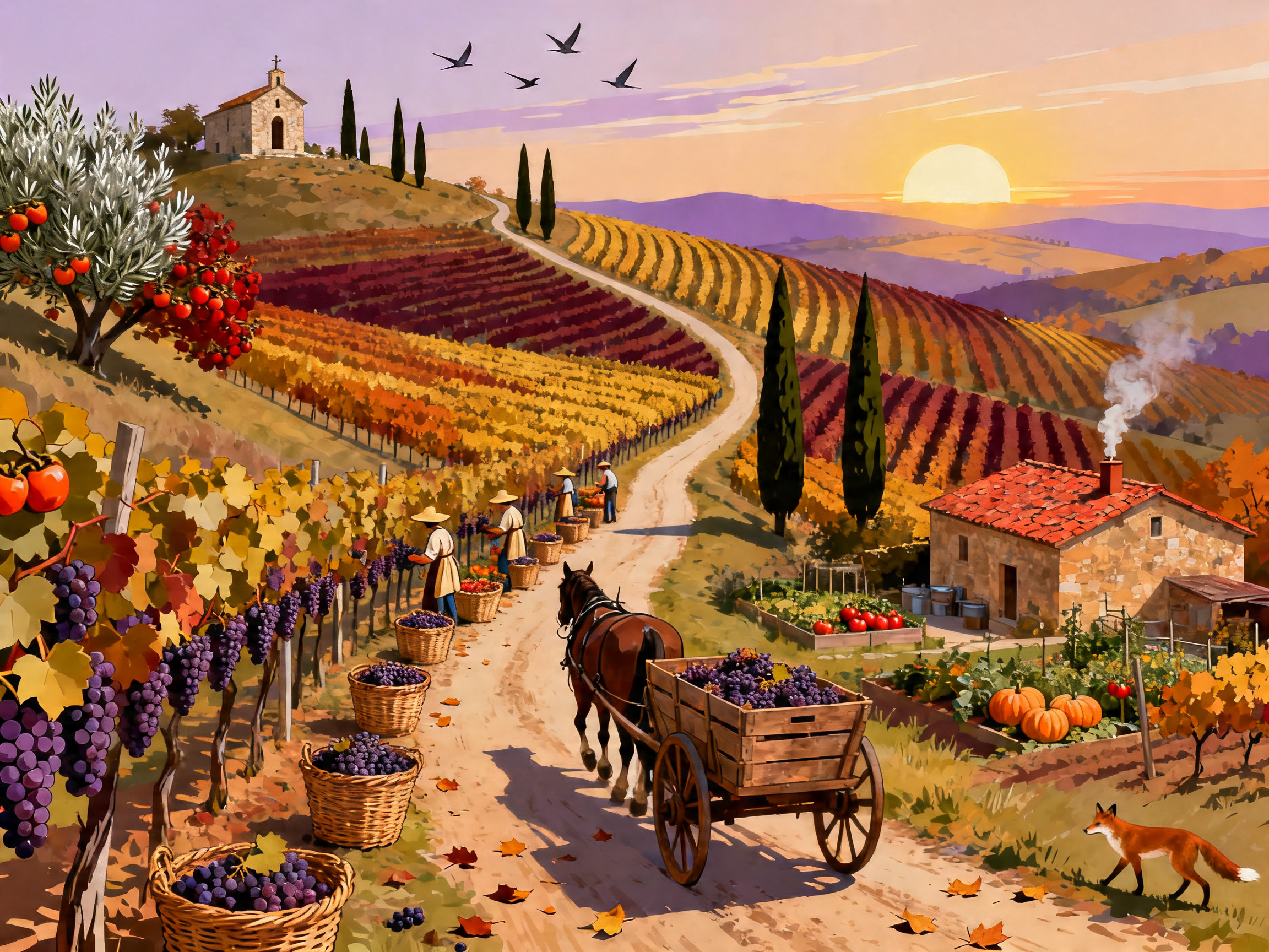 Tuscan Grape Harvest painting