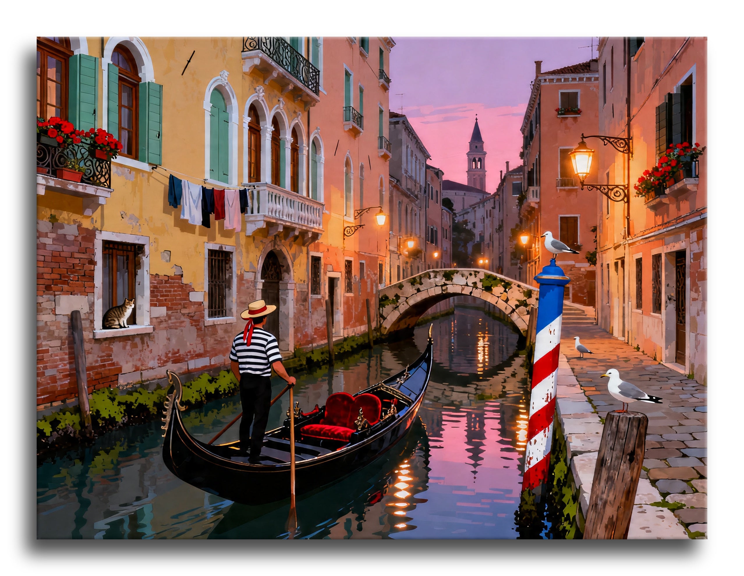 Venice Gondolier Dusk framed preview