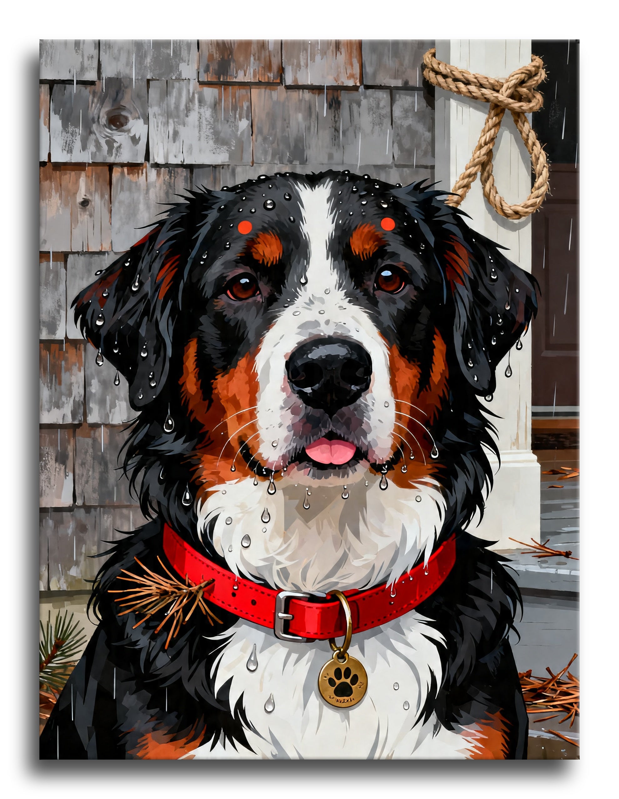 Wet Bernese Portrait framed preview