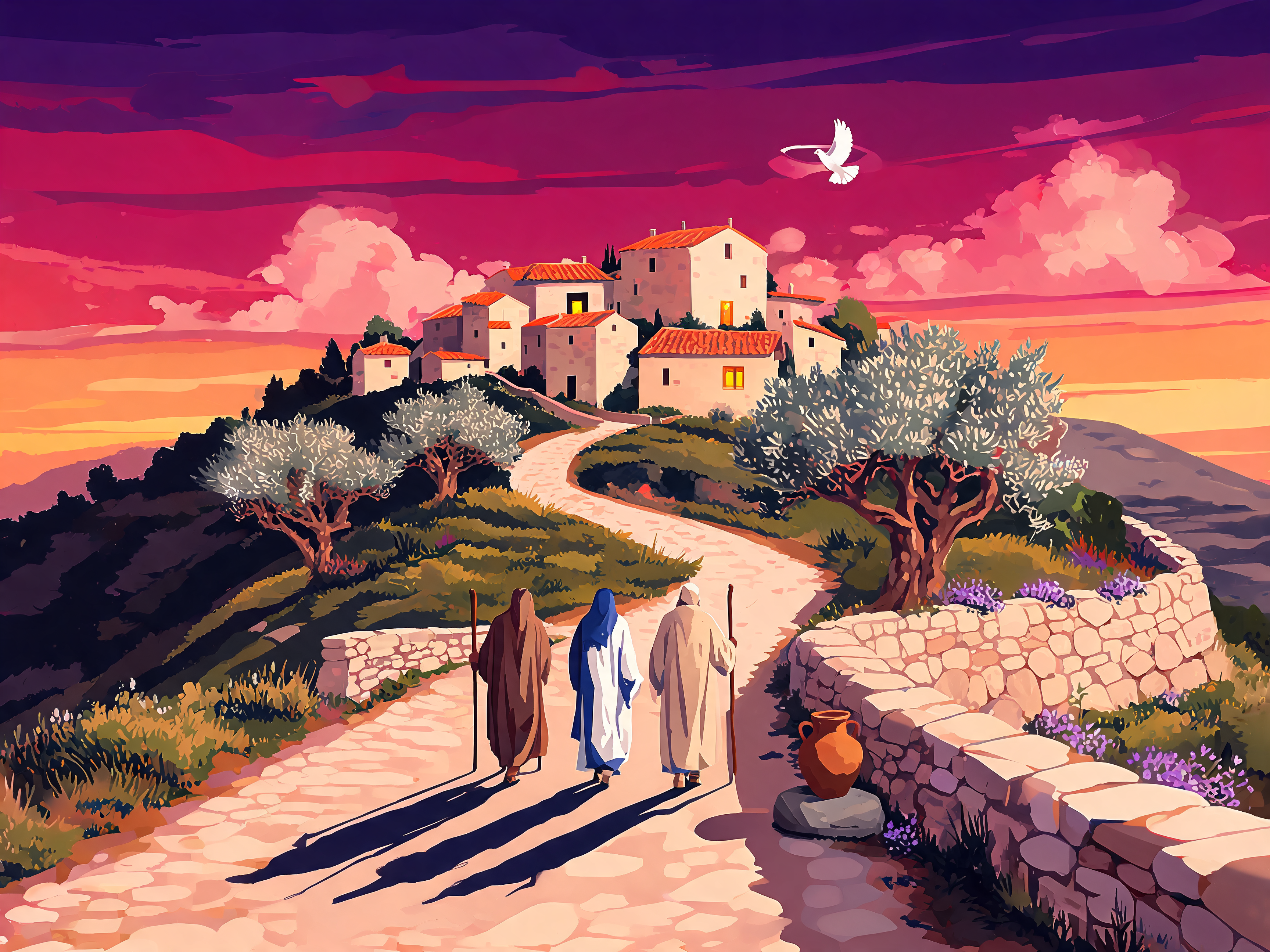 Approach To Emmaus Dusk