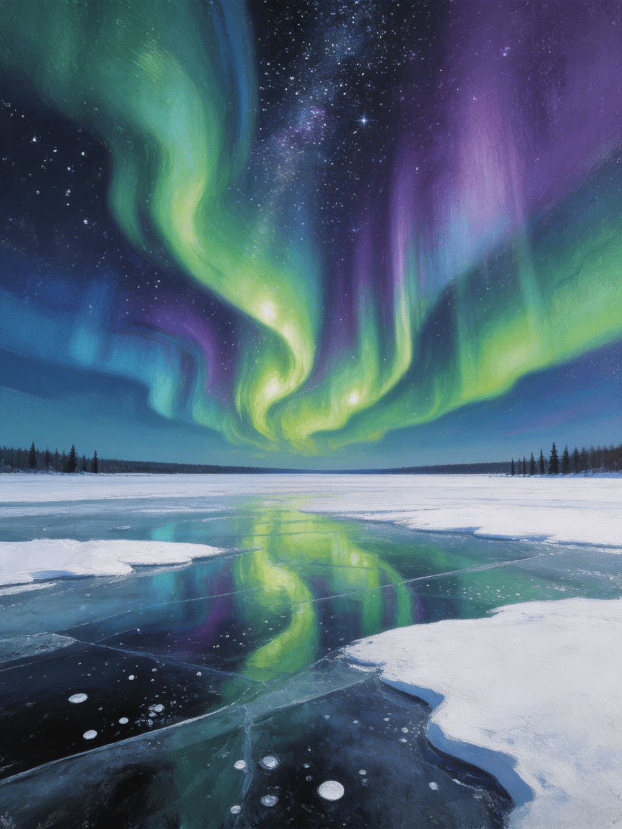Aurora Borealis Ice Lake - Escape by Numbers