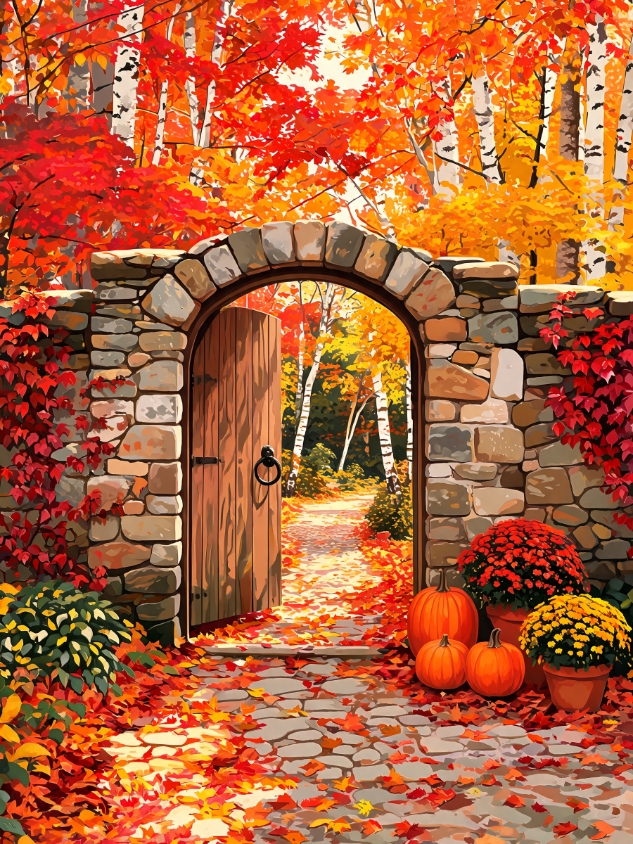 Autumn Garden Gate - Escape by Numbers