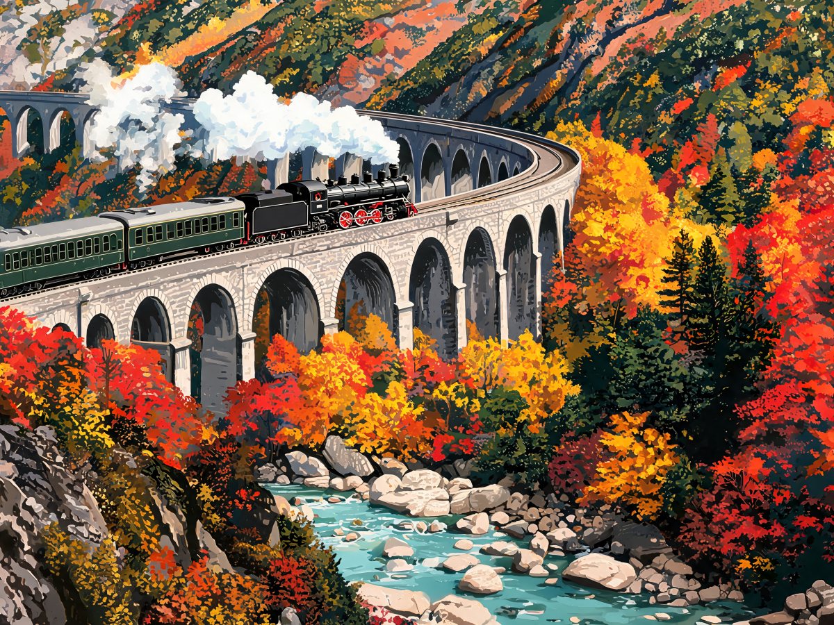 Autumn Viaduct Crossing - Escape by Numbers