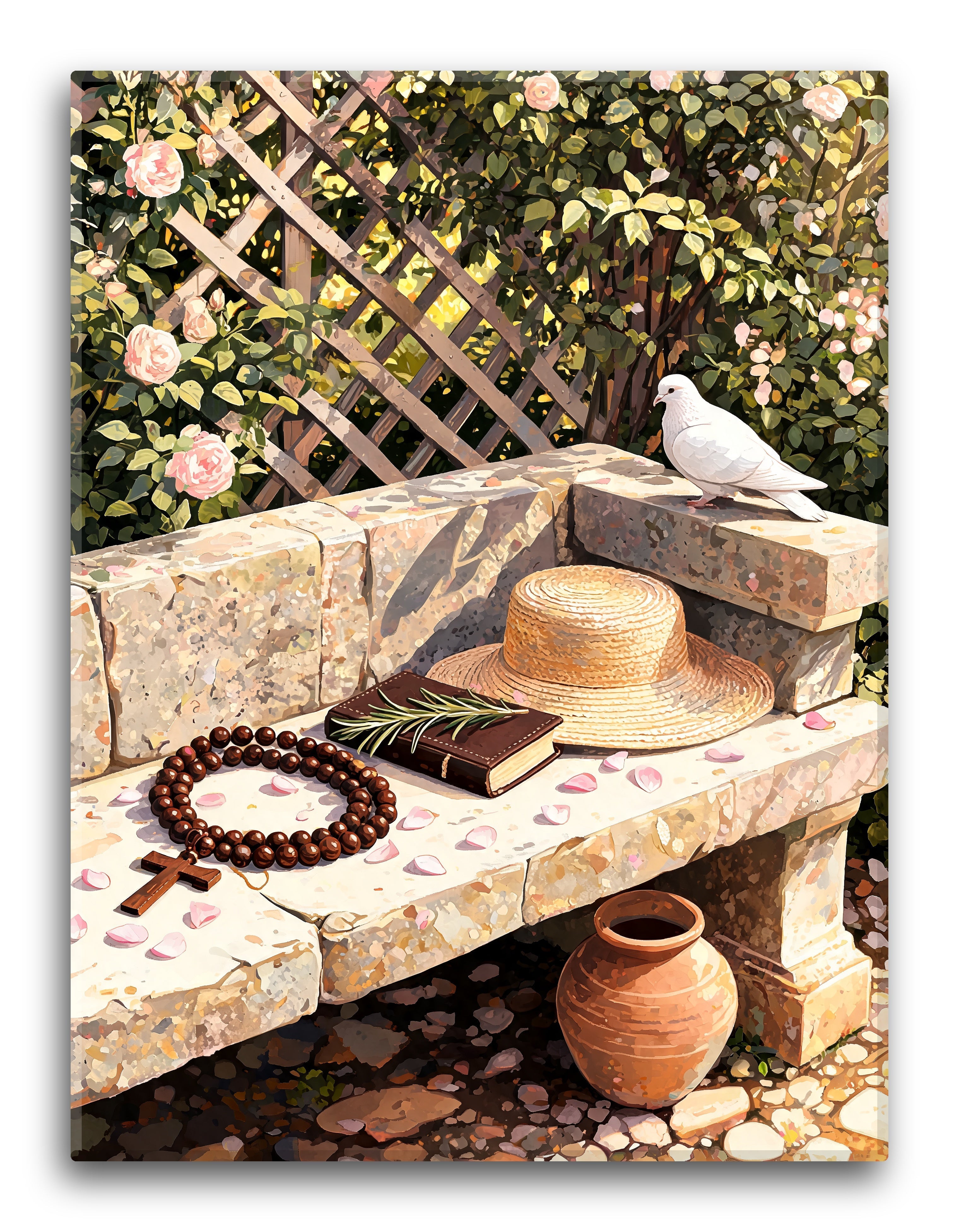 Beads On Stone Bench