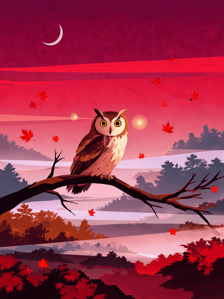 Color Block Branch Owl - Escape by Numbers