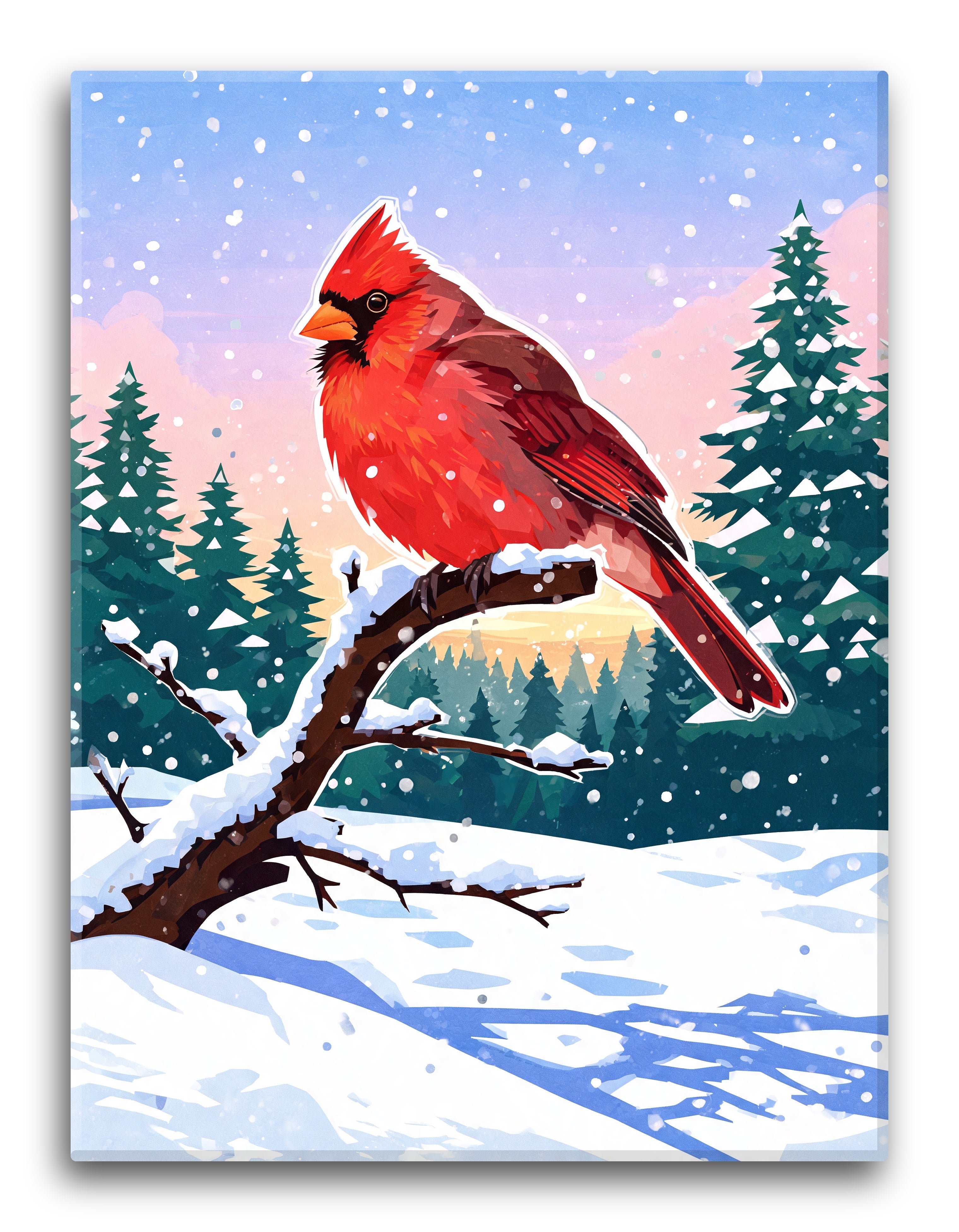 Color Block Snow Cardinal