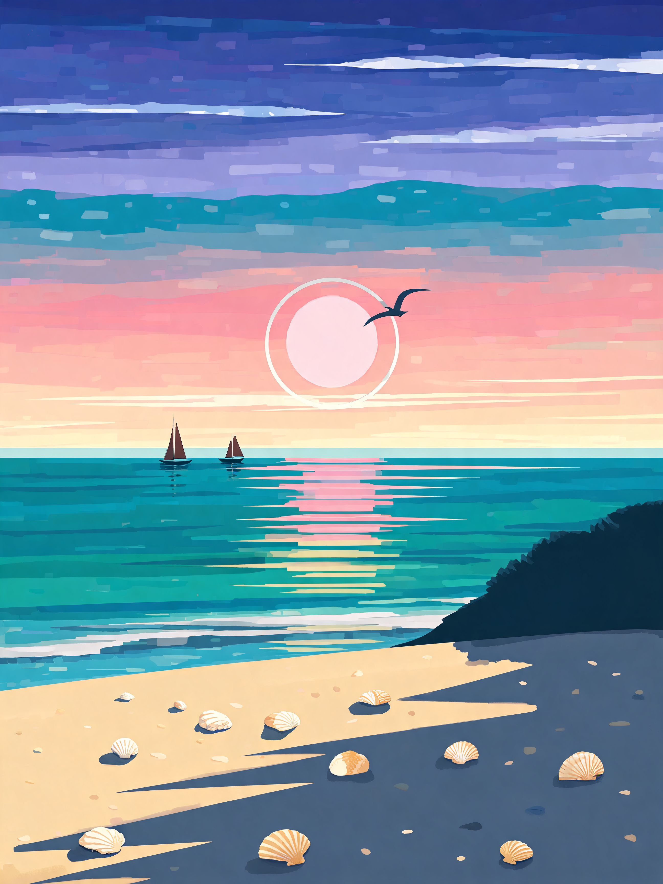 Cool Palette Geometric Sunset