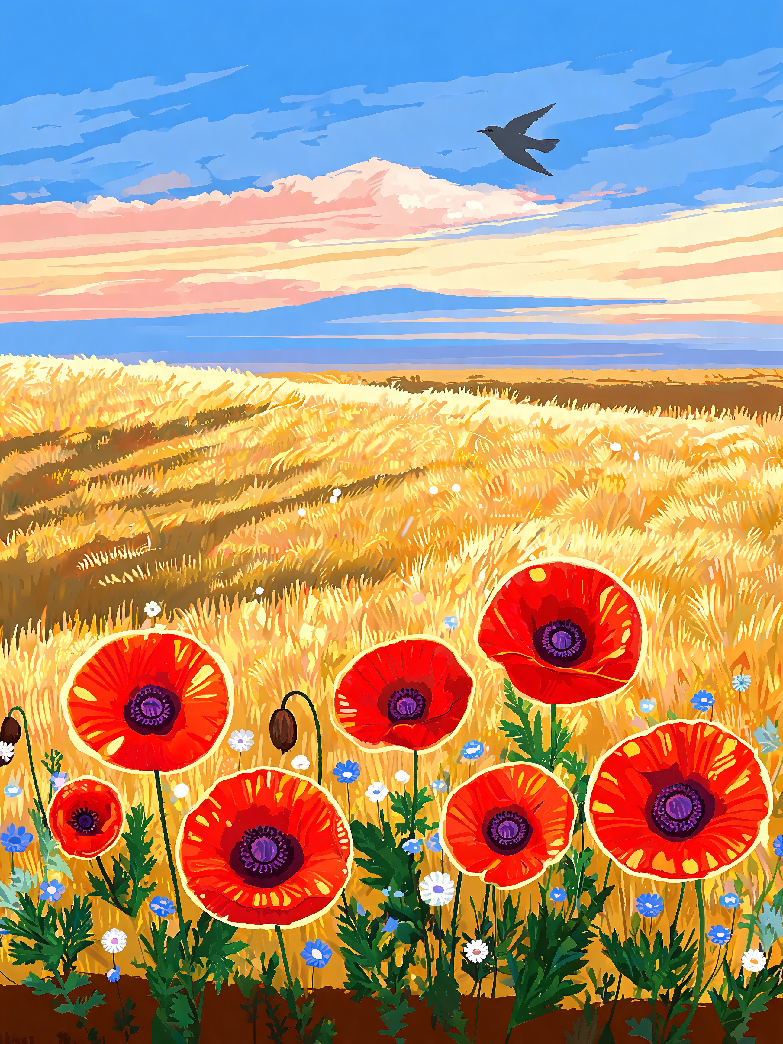 Crimson Poppy Burst Bloom