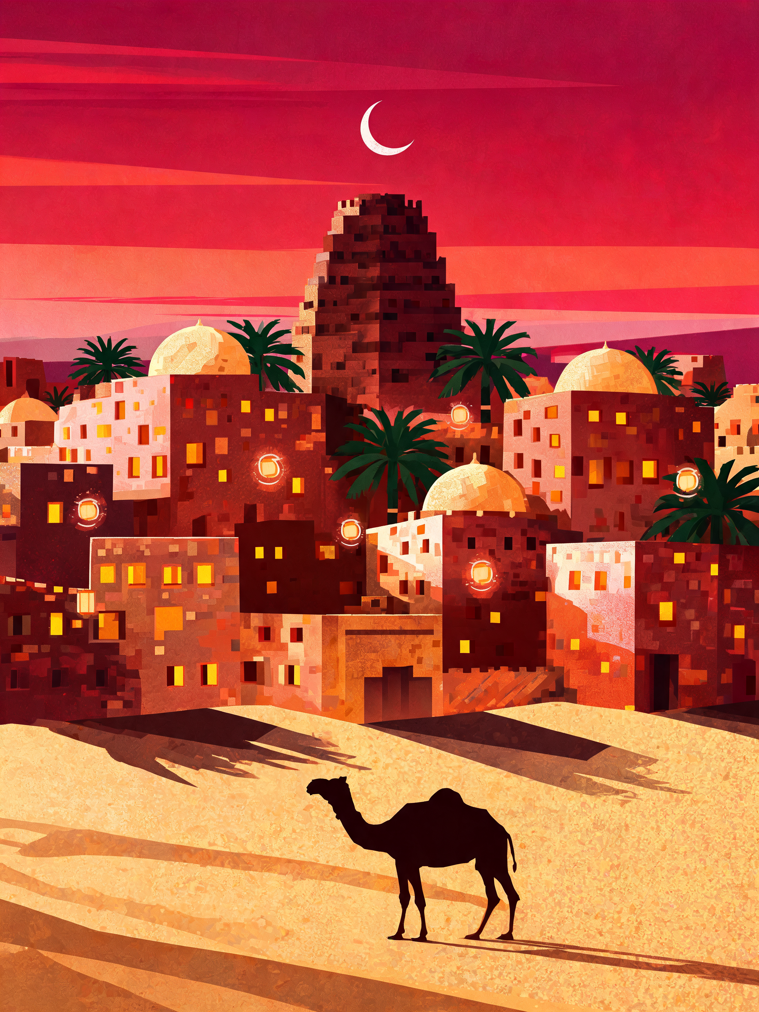 Cubist Desert City Scene