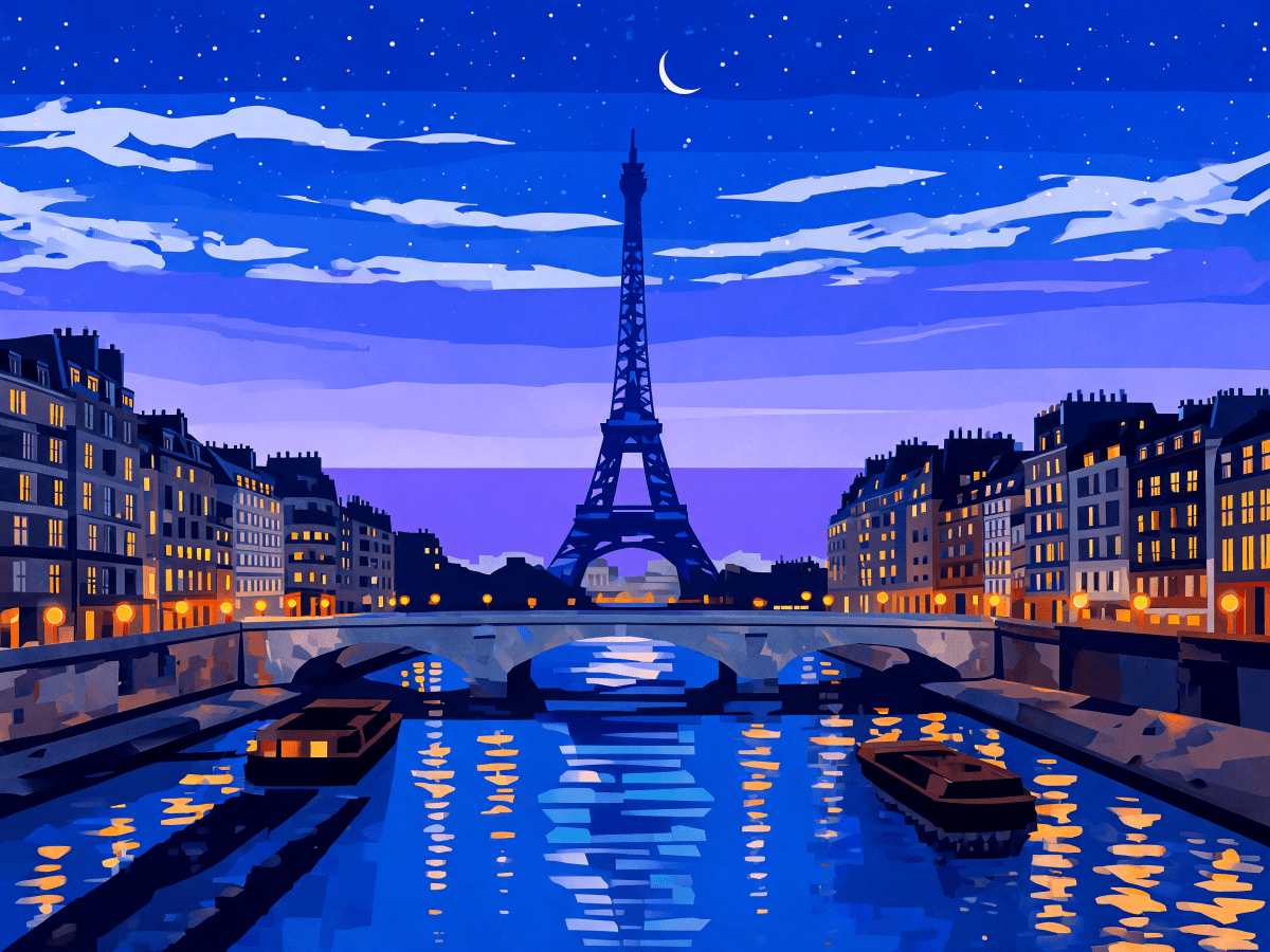Cubist Paris Nightscape - Escape by Numbers