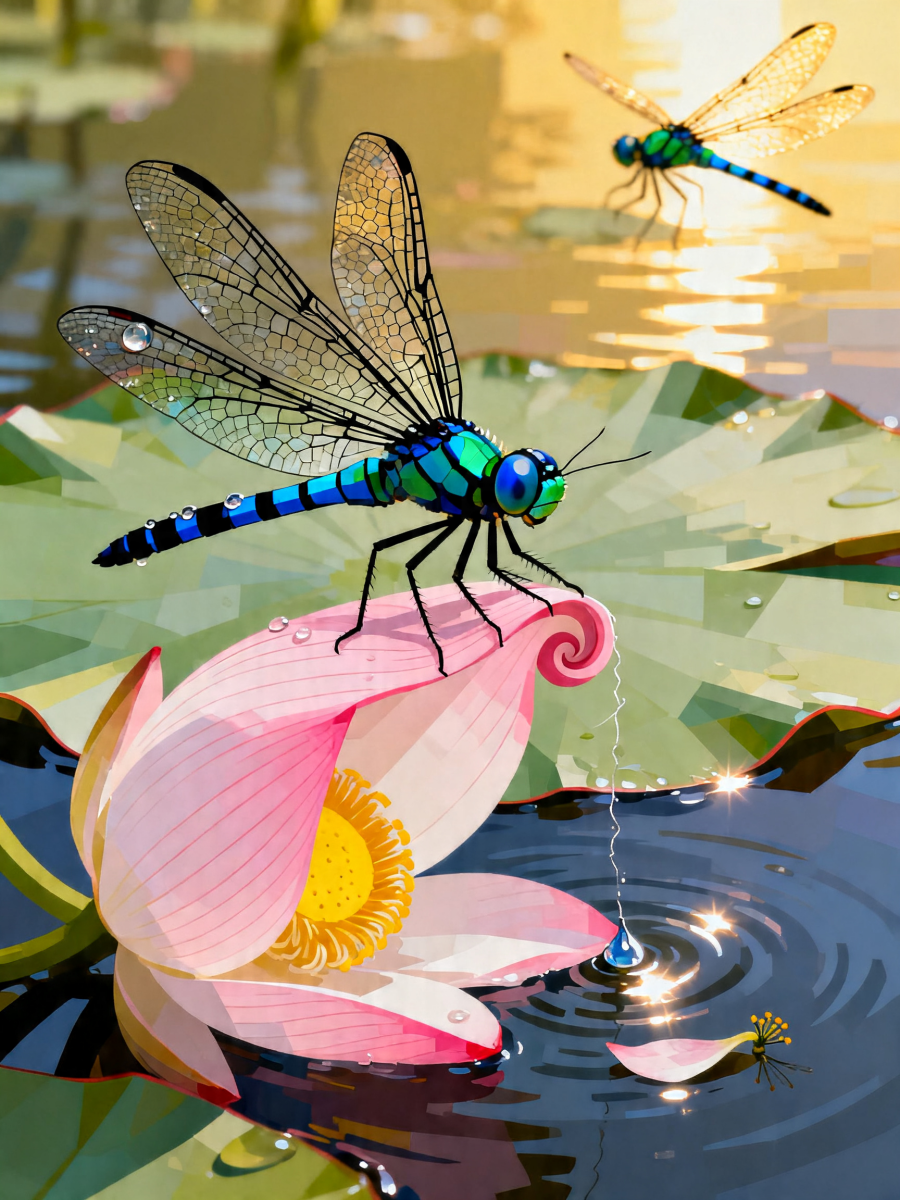 Dragonfly Lotus Drop - Escape by Numbers