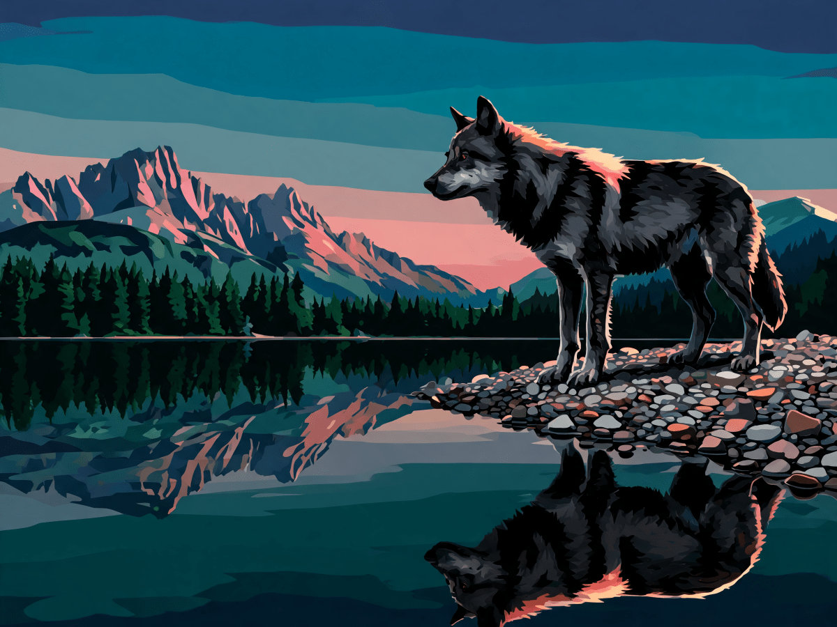 Dusk Lake Wolf - Escape by Numbers