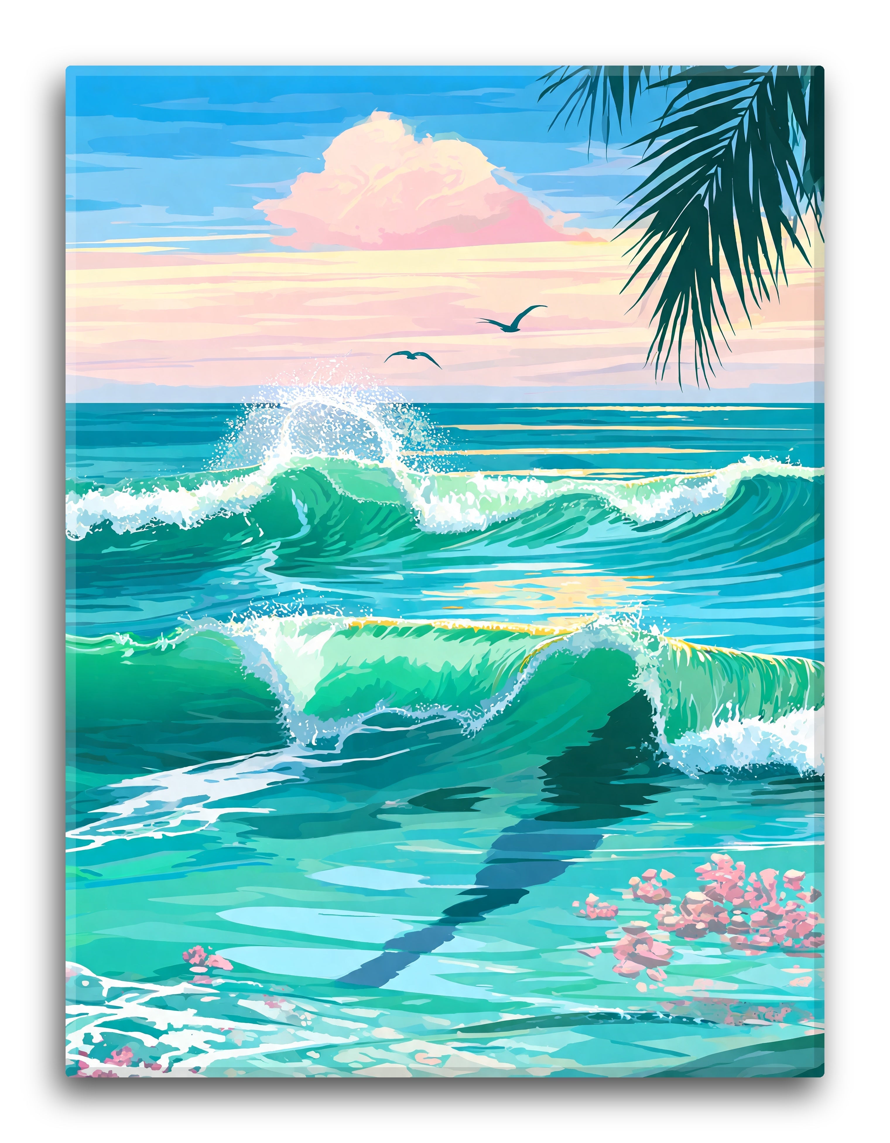 Emerald Tropical Surf Pattern