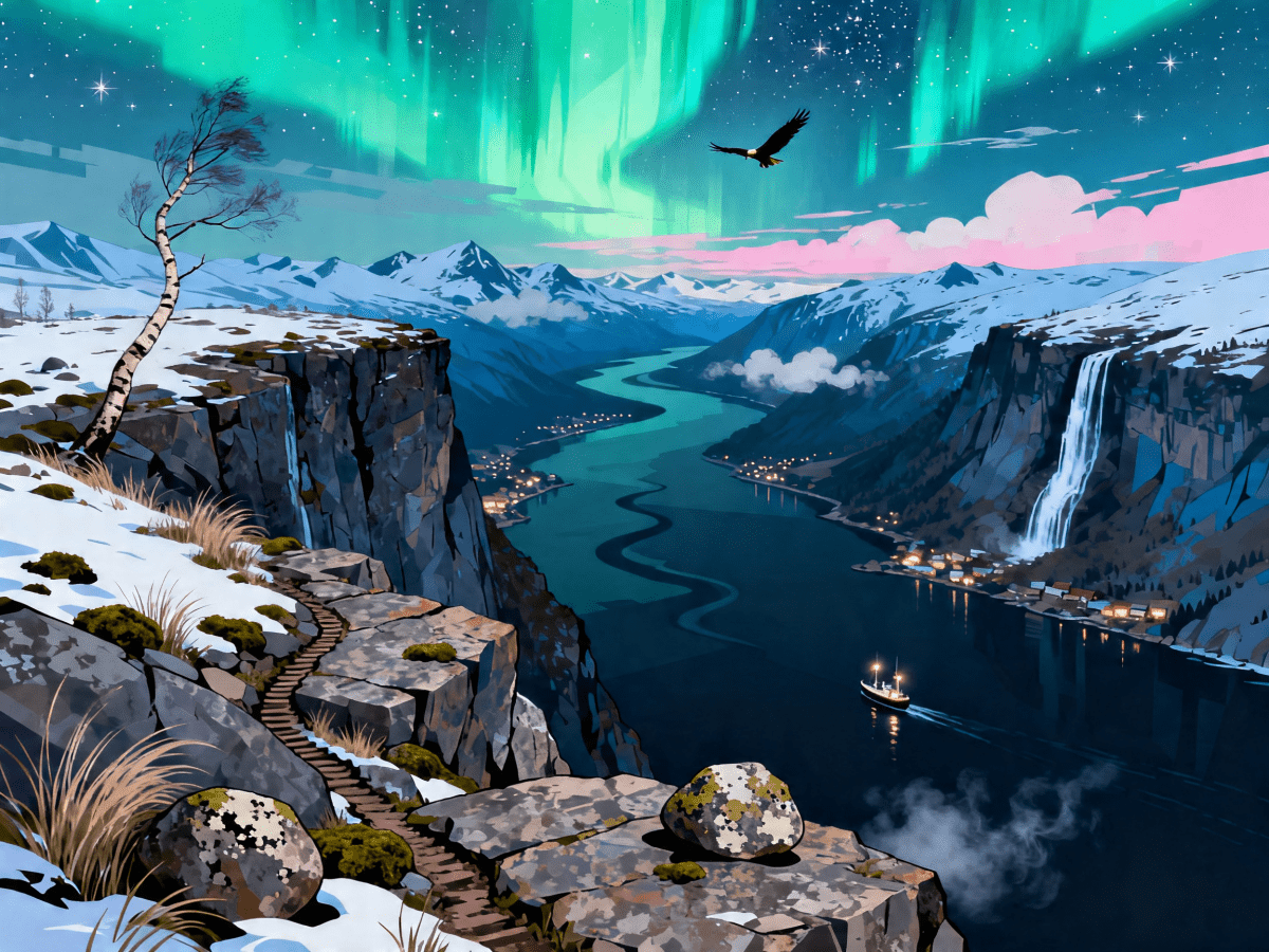 Fjord Overlook Aurora - Escape by Numbers