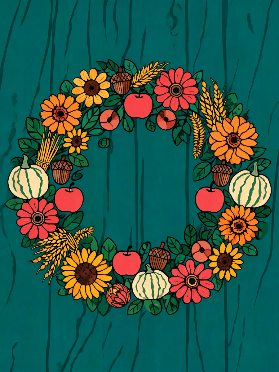Folk Harvest Wreath - Escape by Numbers