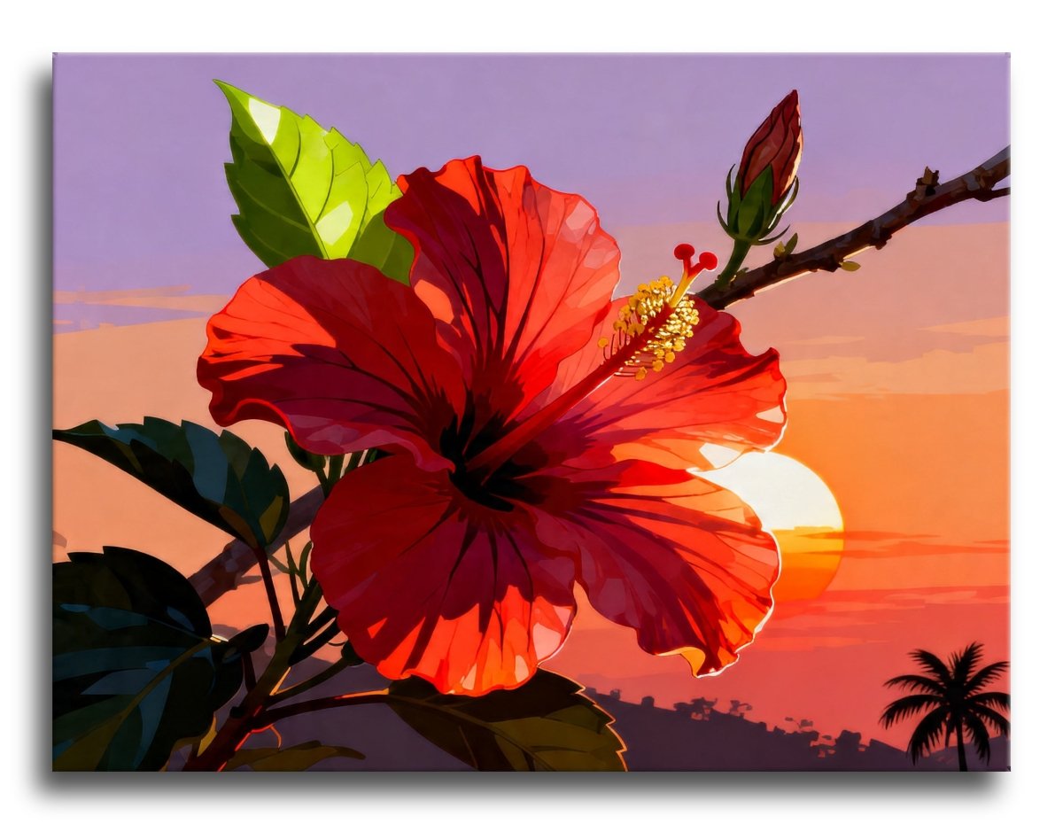 Hibiscus Sunset Glow - Escape by Numbers